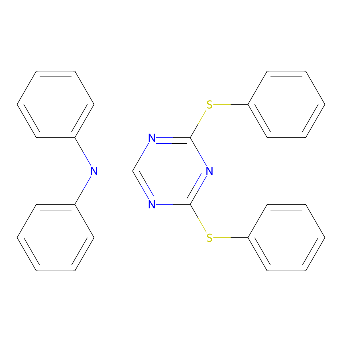 N,N-diphenyl-4,6-bis(phenylsulfanyl)-1,3,5-triazin-2-amine molecular structure, CAS 442871-76-3