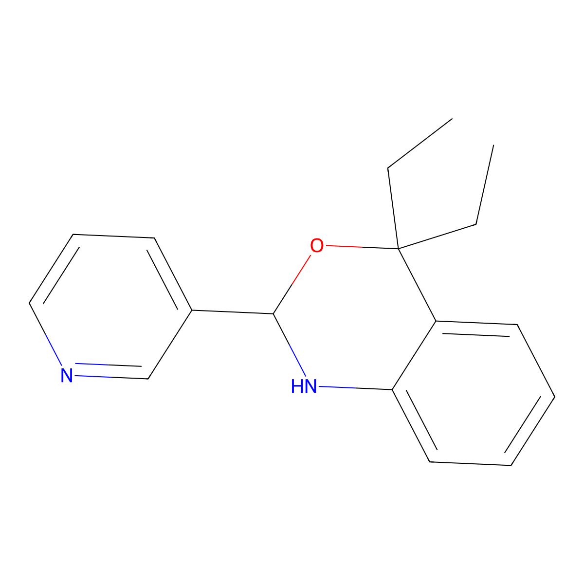 4,4-Diethyl-2-pyridin-3-yl-1,2-dihydro-3,1-benzoxazine molecular structure, CAS 442872-00-6
