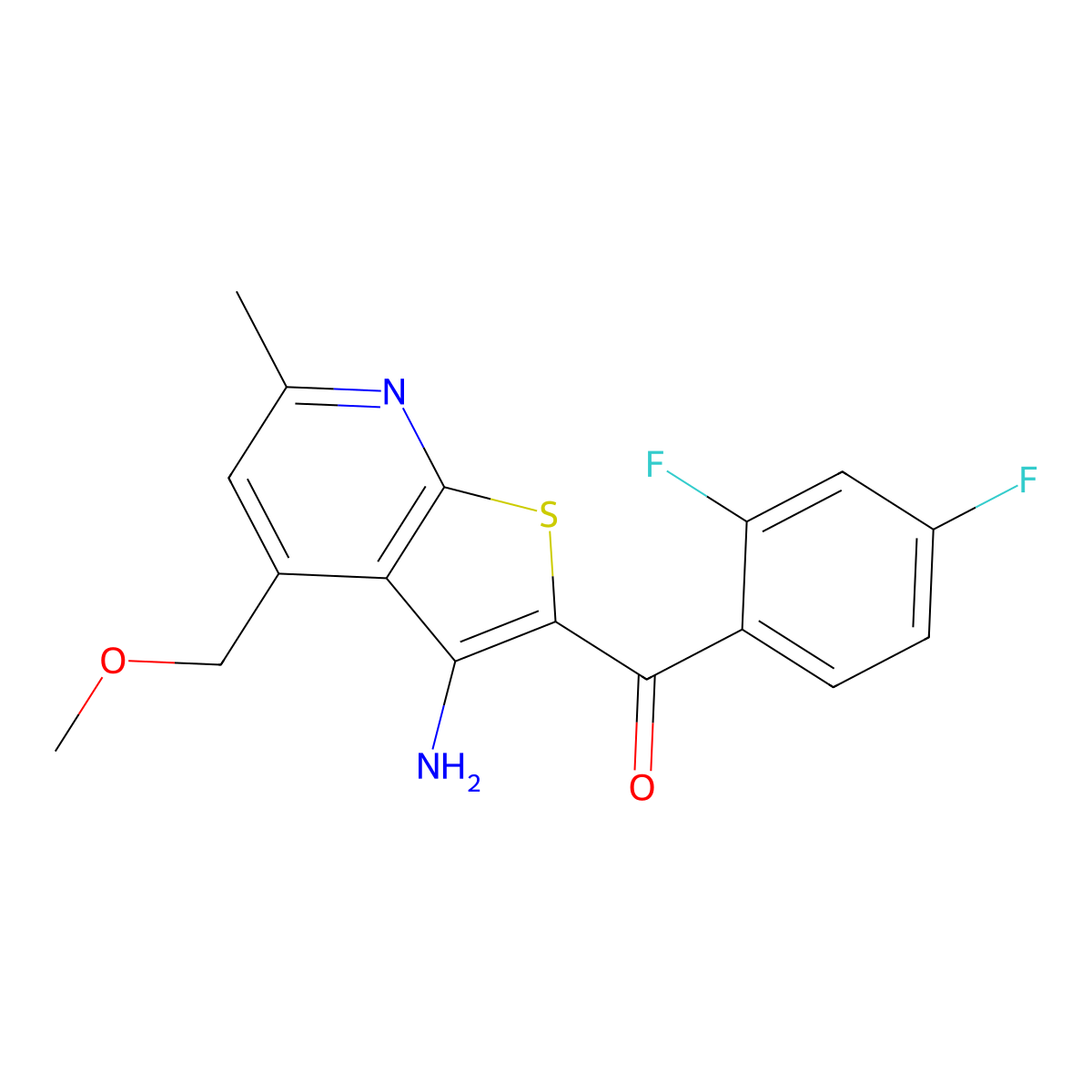 [3-Amino-4-(methoxymethyl)-6-methylthieno[2,3-b]pyridin-2-yl](2,4-difluorophenyl)methanone molecular structure, CAS 442872-55-1
