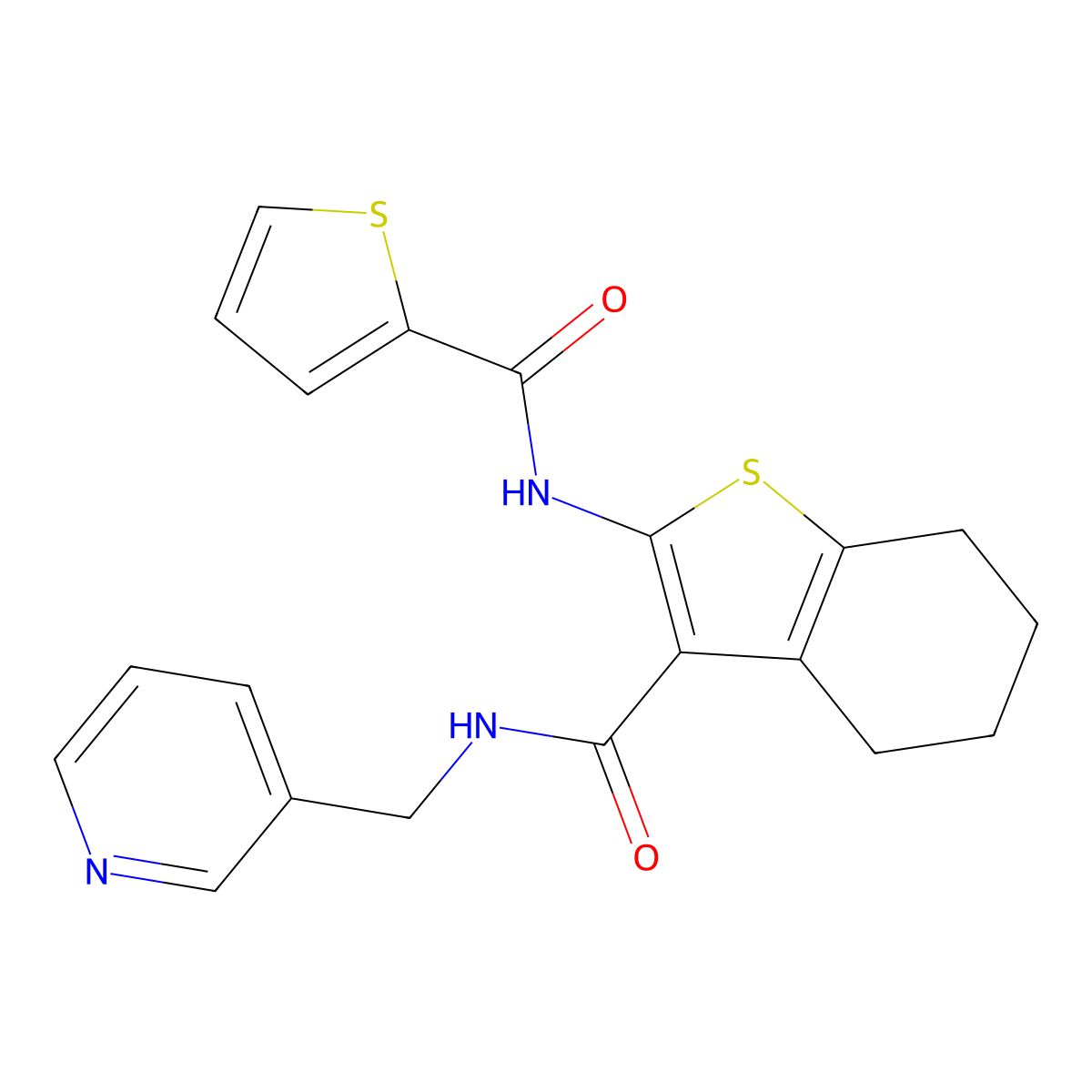 N-(3-Pyridinylmethyl)-2-[(2-thienylcarbonyl)amino]-4,5,6,7-tetrahydro-1-benzothiophene-3-carboxamide molecular structure, CAS 442872-57-3