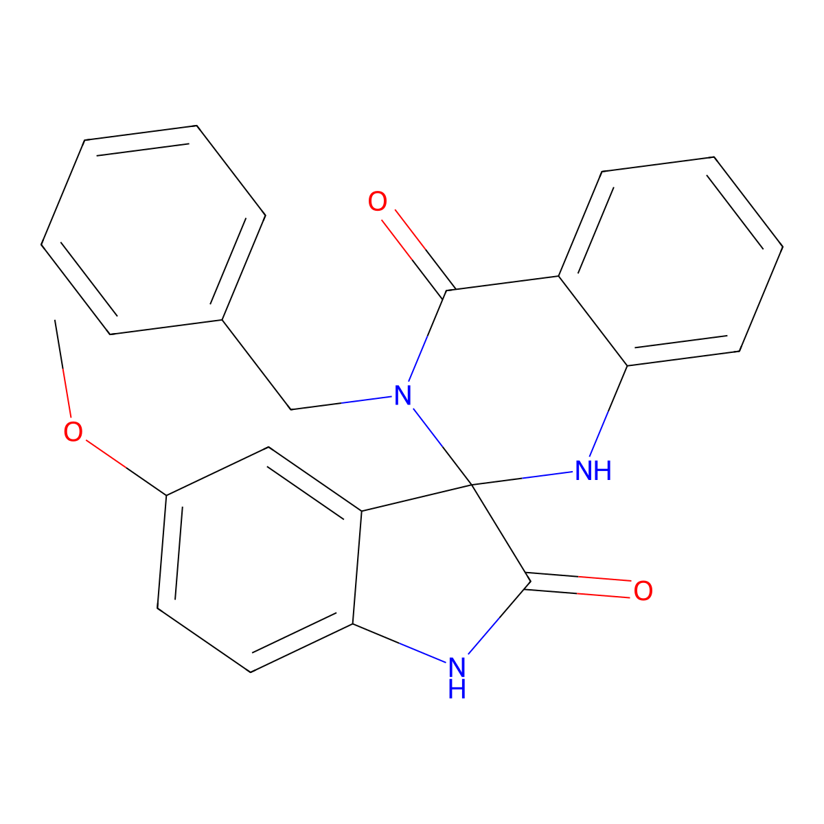 3'-benzyl-5-methoxyspiro[1H-indole-3,2'-1H-quinazoline]-2,4'-dione molecular structure, CAS 442872-67-5