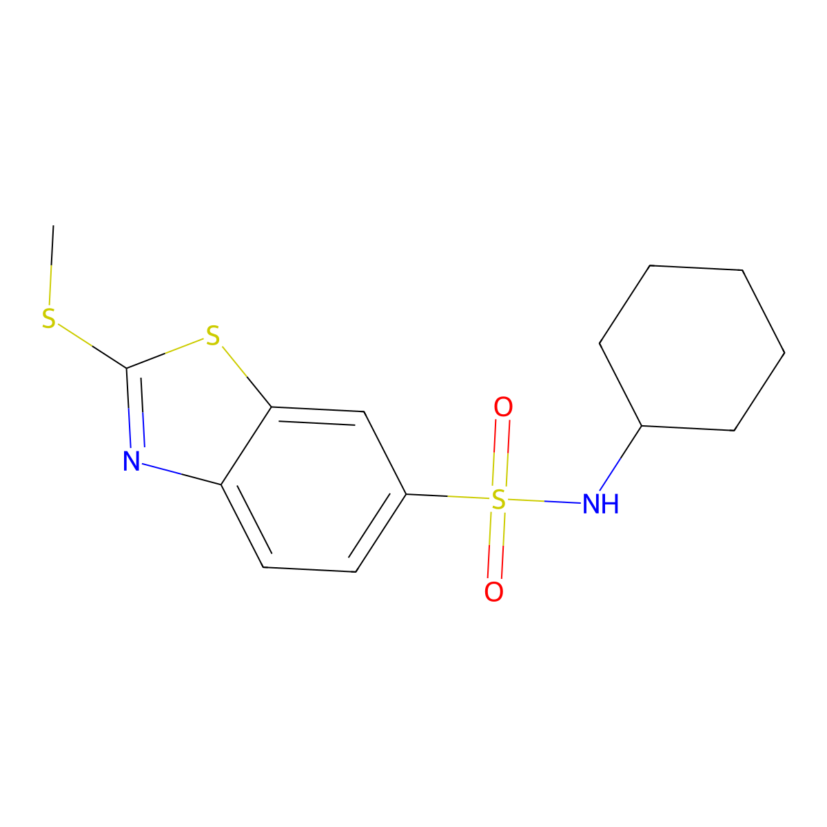 N-Cyclohexyl-2-(methylsulfanyl)-1,3-benzothiazole-6-sulfonamide molecular structure, CAS 442872-69-7