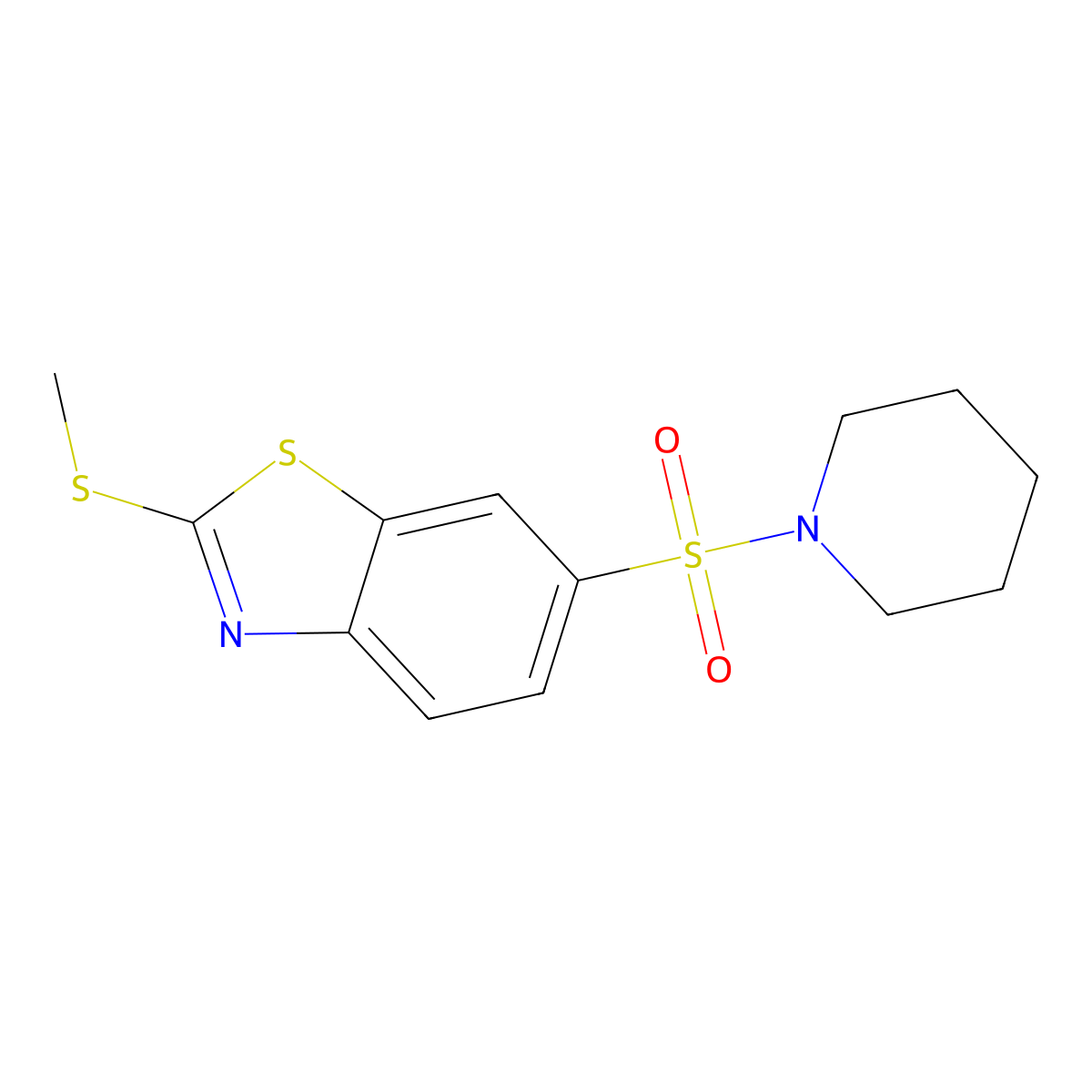 2-Methylsulfanyl-6-(piperidine-1-sulfonyl)-benzothiazole molecular structure, CAS 442872-73-3