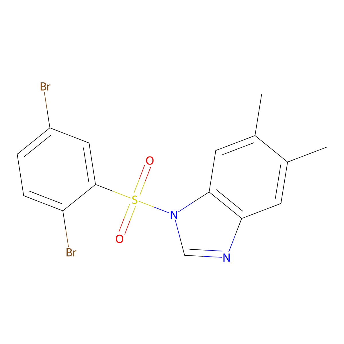 1-(2,5-dibromobenzenesulfonyl)-5,6-dimethyl-1H-1,3-benzodiazole molecular structure, CAS 442872-79-9