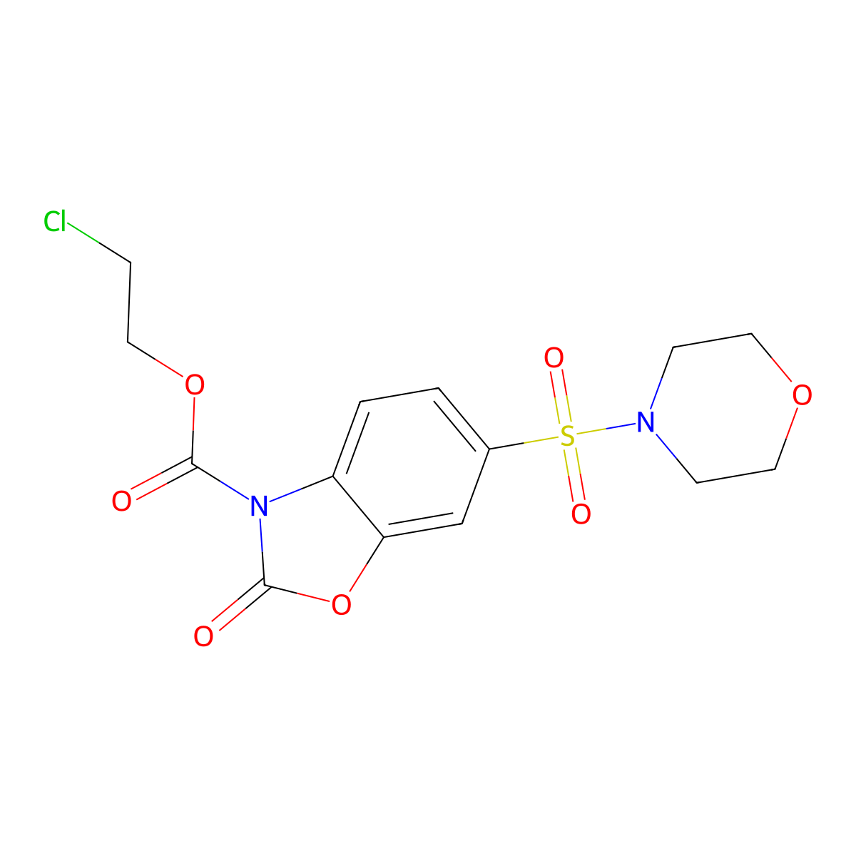 2-chloroethyl 6-(4-morpholinylsulfonyl)-2-oxo-1,3-benzoxazole-3(2H)-carboxylate molecular structure, CAS 442872-87-9