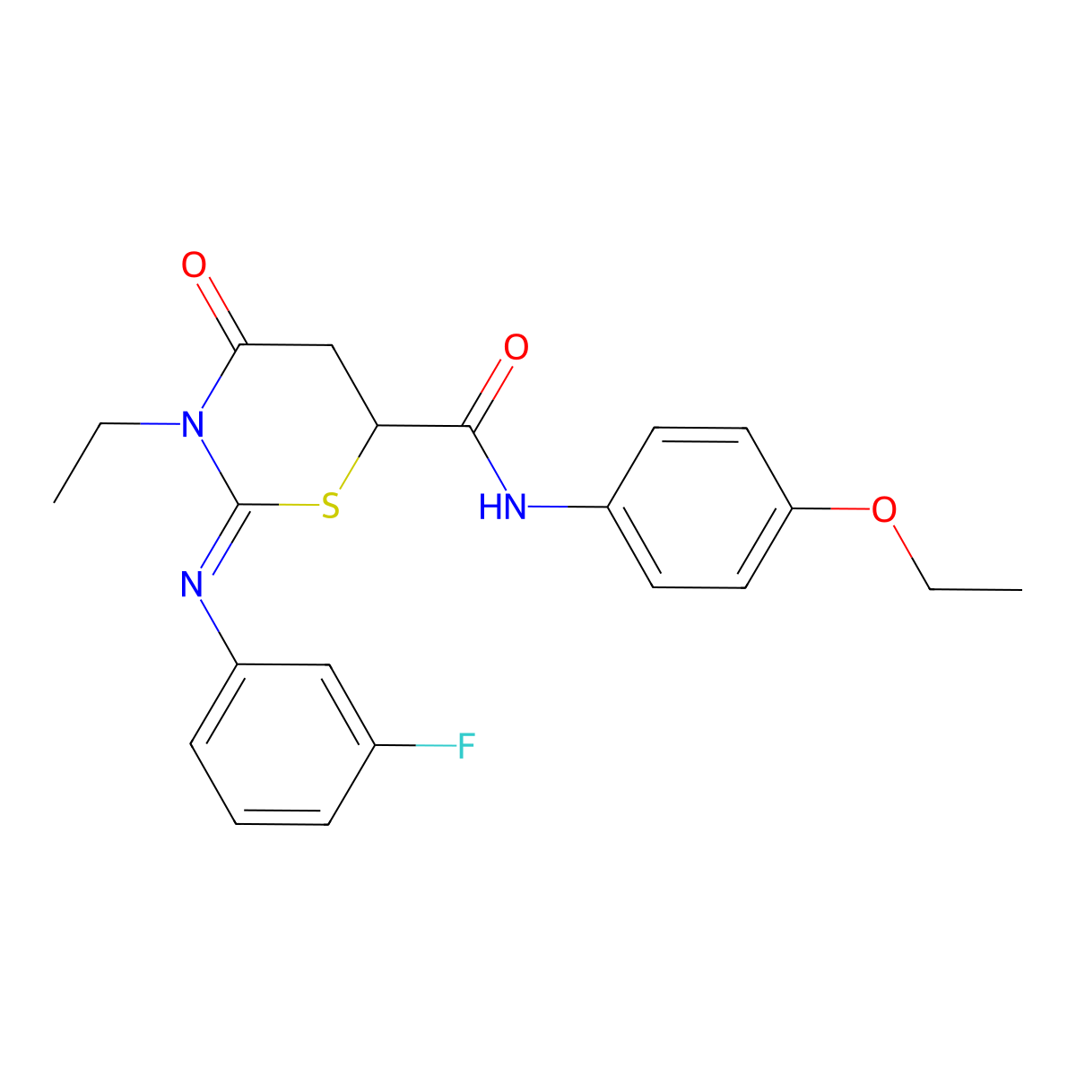 (2Z)-N-(4-ethoxyphenyl)-3-ethyl-2-[(3-fluorophenyl)imino]-4-oxo-1,3-thiazinane-6-carboxamide molecular structure, CAS 442872-90-4