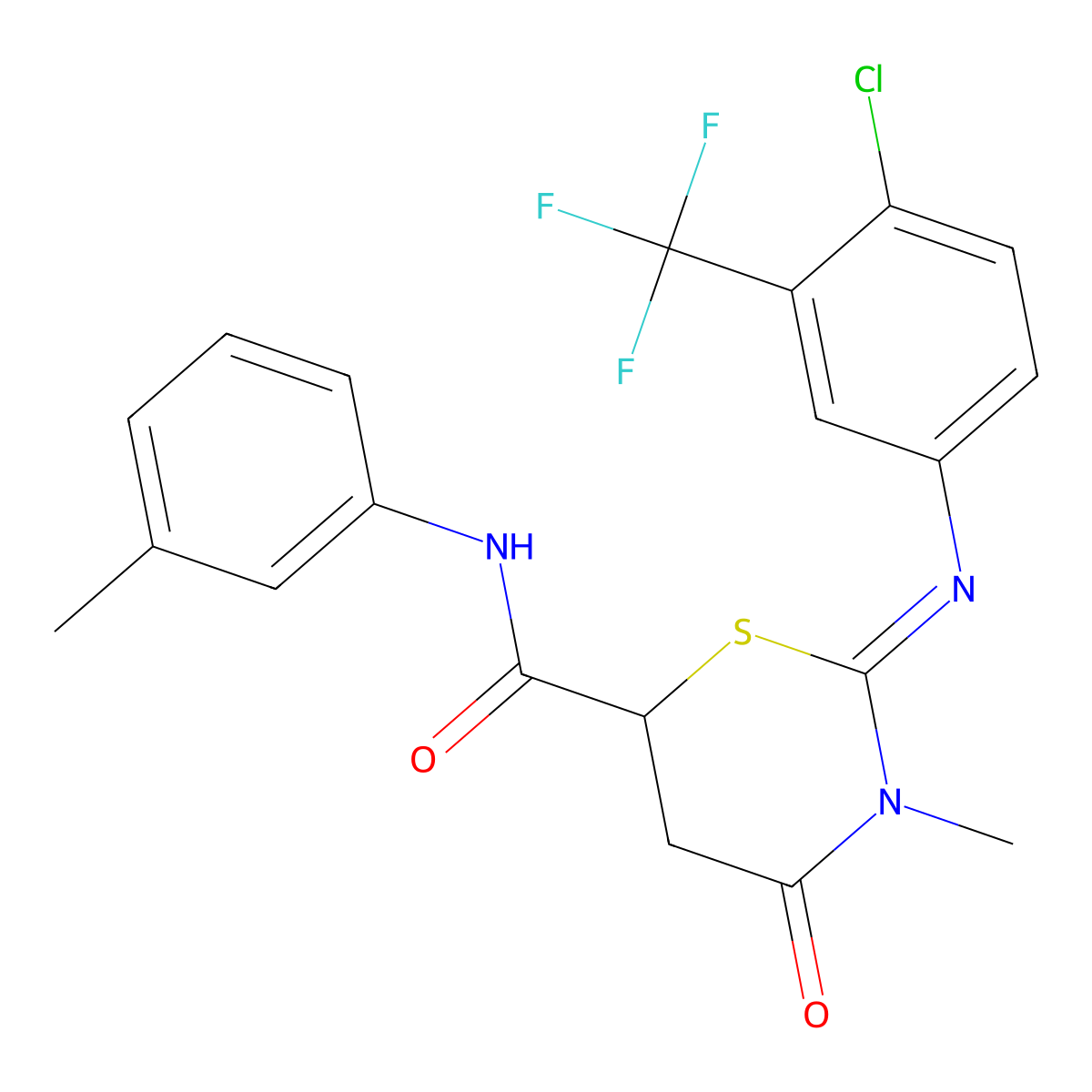 2-{[4-chloro-3-(trifluoromethyl)phenyl]imino}-3-methyl-N-(3-methylphenyl)-4-oxo-1,3-thiazinane-6-carboxamide molecular structure, CAS 442872-91-5