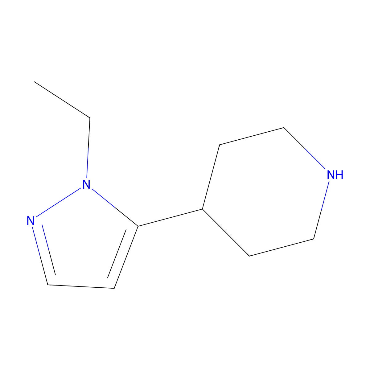 4-(1-ethyl-1H-pyrazol-5-yl)piperidine molecular structure, CAS 442876-34-8
