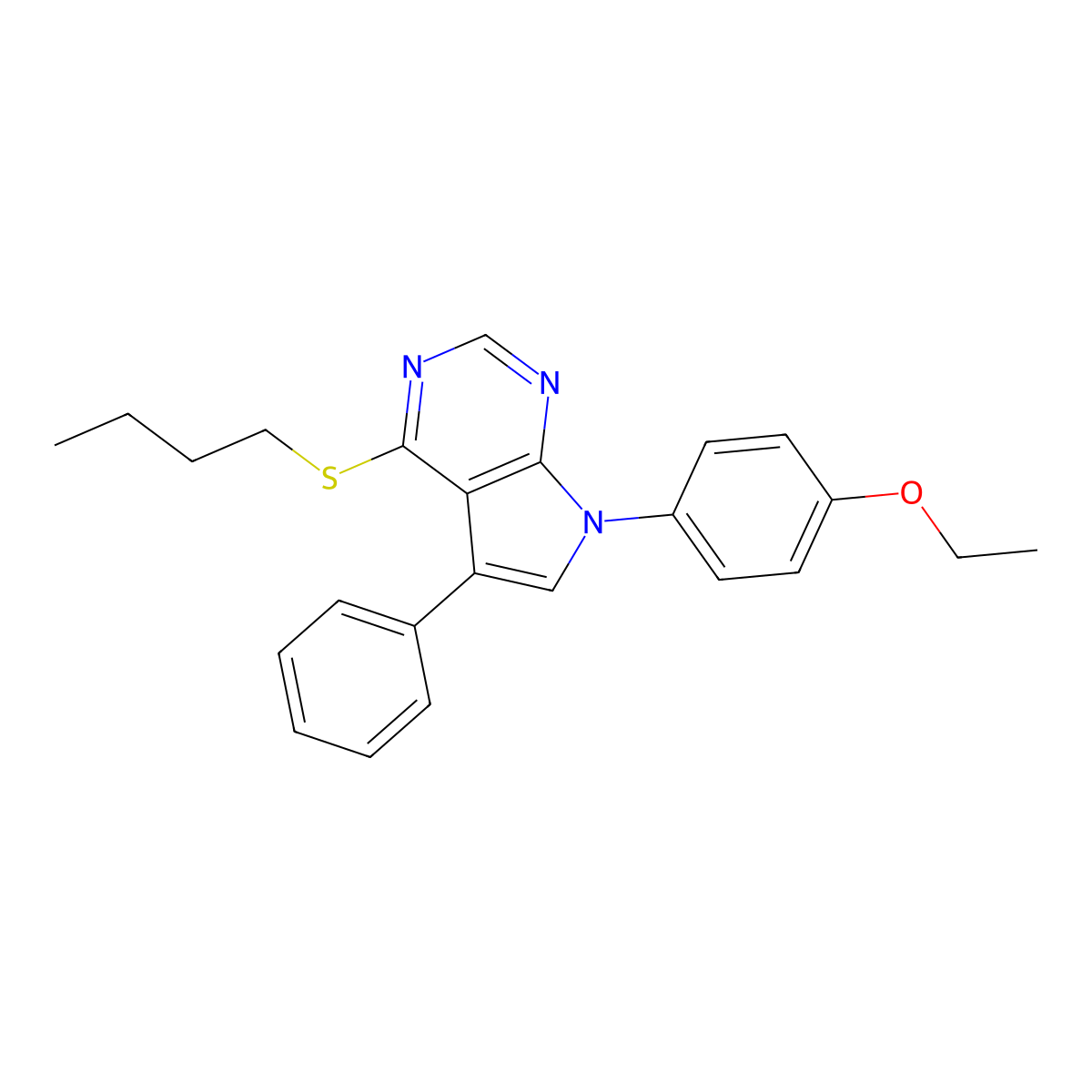 4-(butylsulfanyl)-7-(4-ethoxyphenyl)-5-phenyl-7H-pyrrolo[2,3-d]pyrimidine molecular structure, CAS 442879-25-6