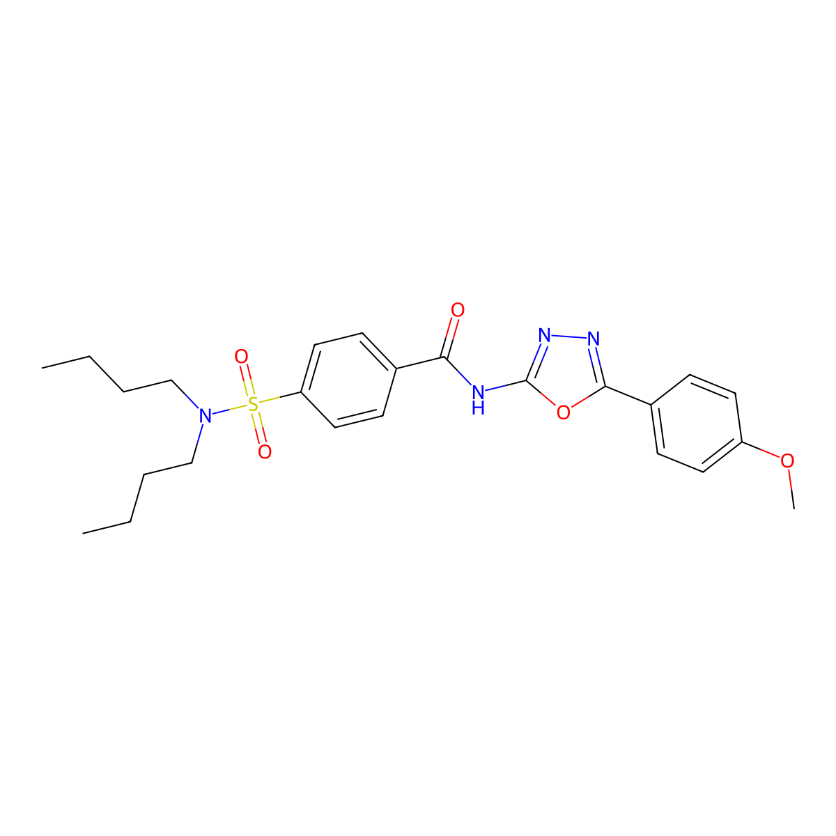 4-(dibutylsulfamoyl)-N-[5-(4-methoxyphenyl)-1,3,4-oxadiazol-2-yl]benzamide molecular structure, CAS 442881-11-0