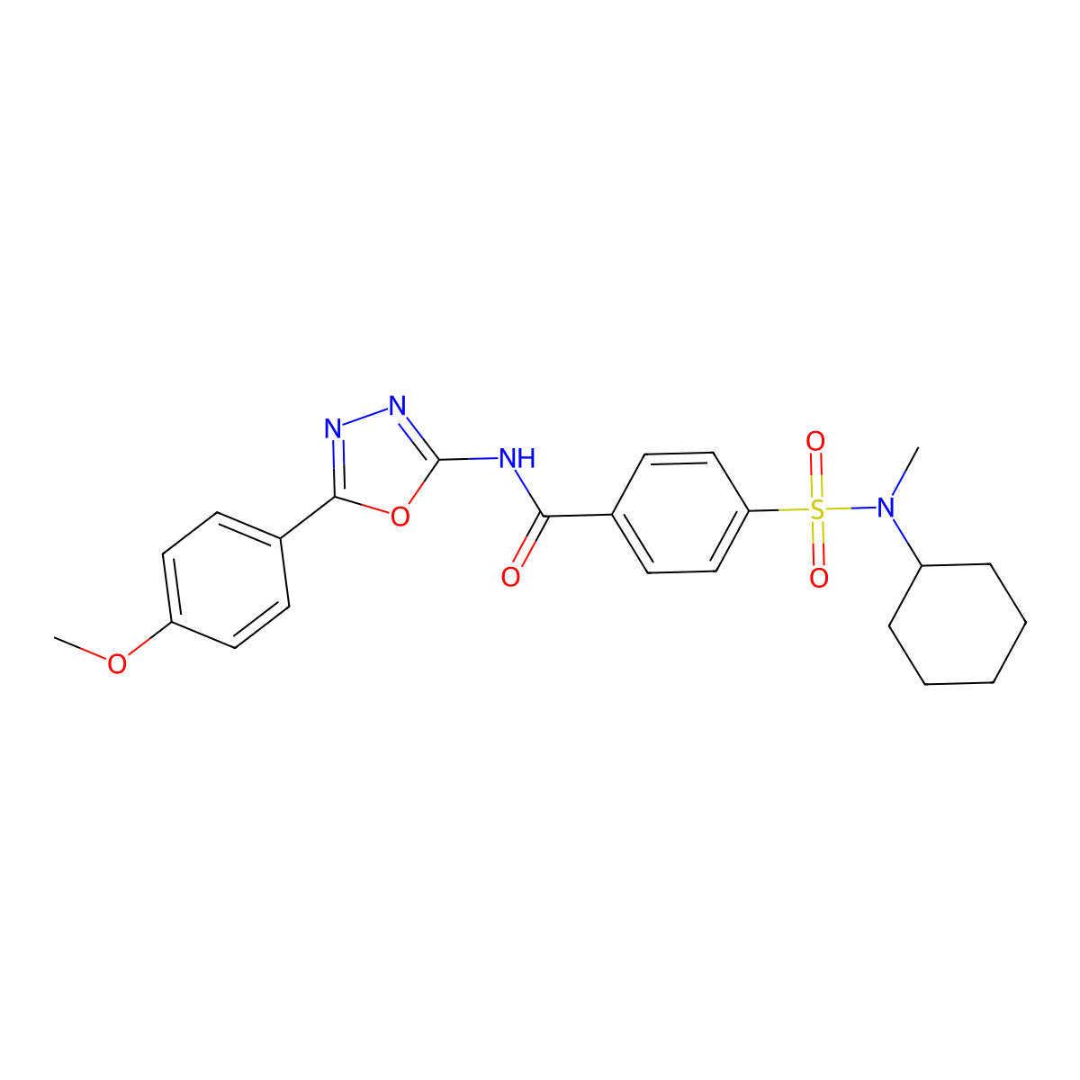 4-[cyclohexyl(methyl)sulfamoyl]-N-[5-(4-methoxyphenyl)-1,3,4-oxadiazol-2-yl]benzamide molecular structure, CAS 442881-15-4