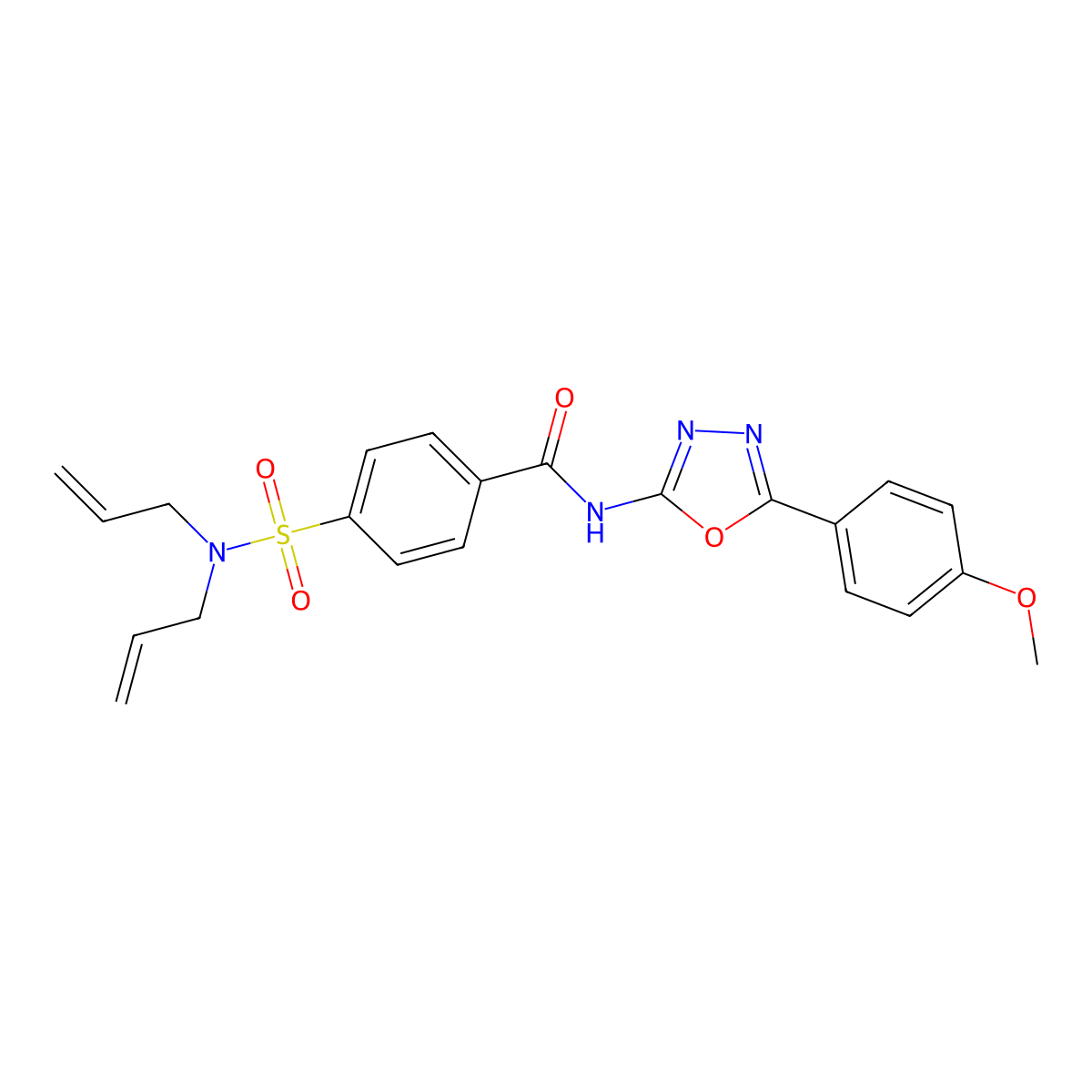 4-(N,N-diallylsulfamoyl)-N-(5-(4-methoxyphenyl)-1,3,4-oxadiazol-2-yl)benzamide molecular structure, CAS 442881-16-5