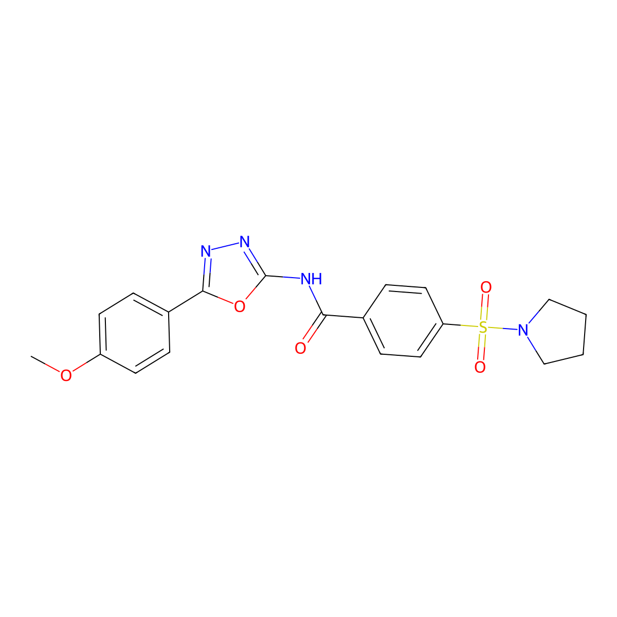 N-(5-(4-methoxyphenyl)-1,3,4-oxadiazol-2-yl)-4-(pyrrolidin-1-ylsulfonyl)benzamide molecular structure, CAS 442881-17-6