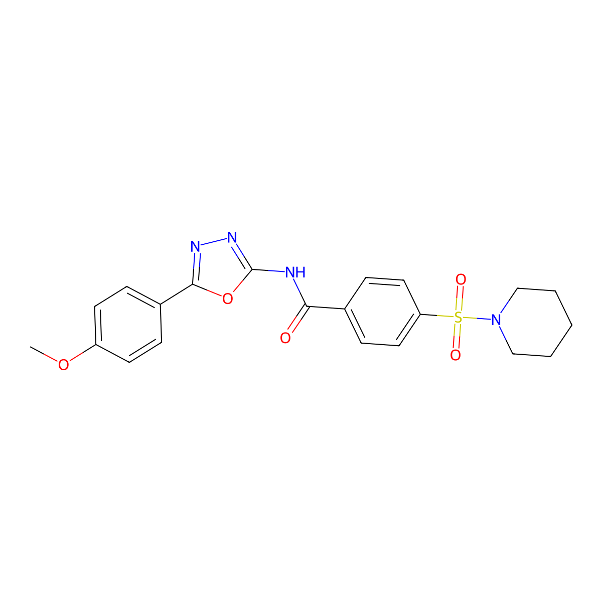 N-(5-(4-methoxyphenyl)-1,3,4-oxadiazol-2-yl)-4-(piperidin-1-ylsulfonyl)benzamide molecular structure, CAS 442881-18-7