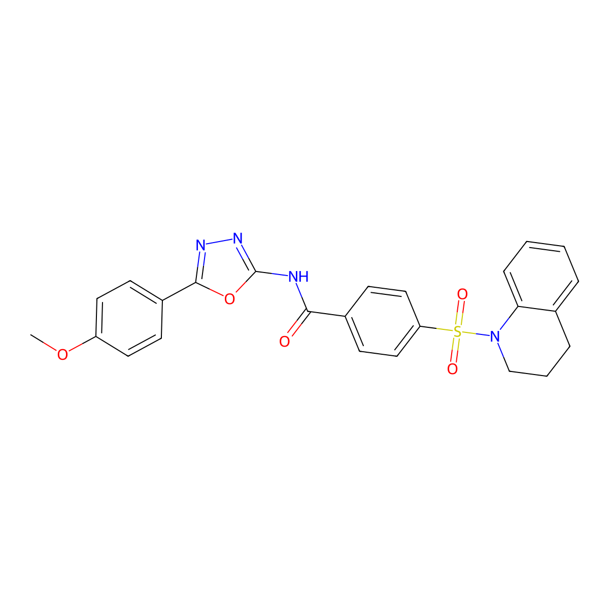 4-(3,4-dihydro-2H-quinolin-1-ylsulfonyl)-N-[5-(4-methoxyphenyl)-1,3,4-oxadiazol-2-yl]benzamide molecular structure, CAS 442881-26-7