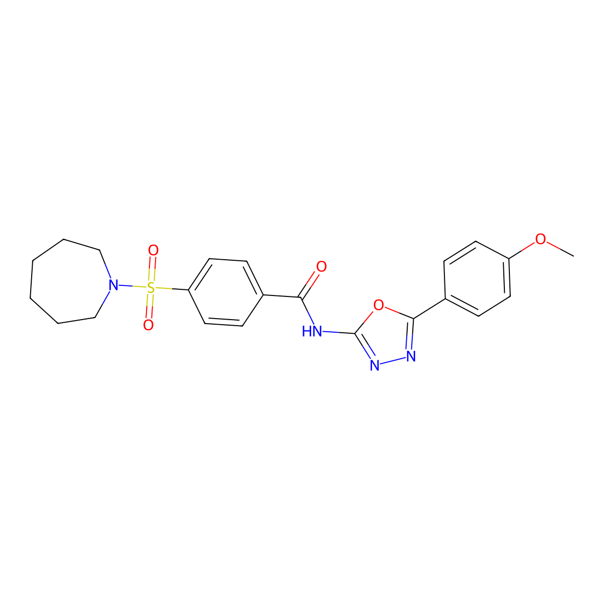 4-(azepan-1-ylsulfonyl)-N-[5-(4-methoxyphenyl)-1,3,4-oxadiazol-2-yl]benzamide molecular structure, CAS 442881-28-9