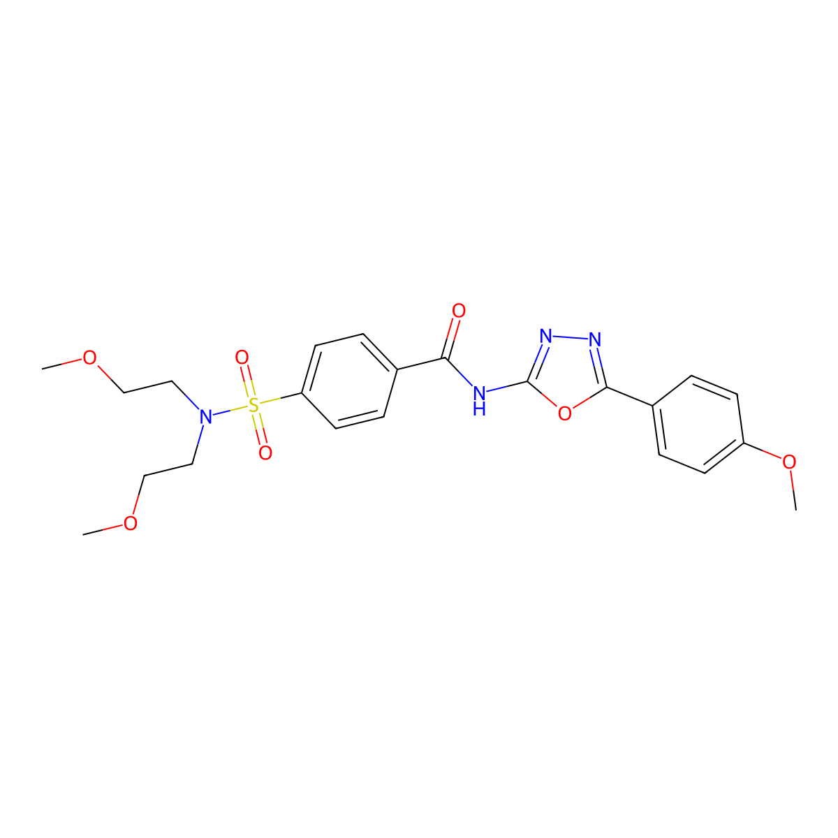 4-[bis(2-methoxyethyl)sulfamoyl]-N-[5-(4-methoxyphenyl)-1,3,4-oxadiazol-2-yl]benzamide molecular structure, CAS 442881-29-0