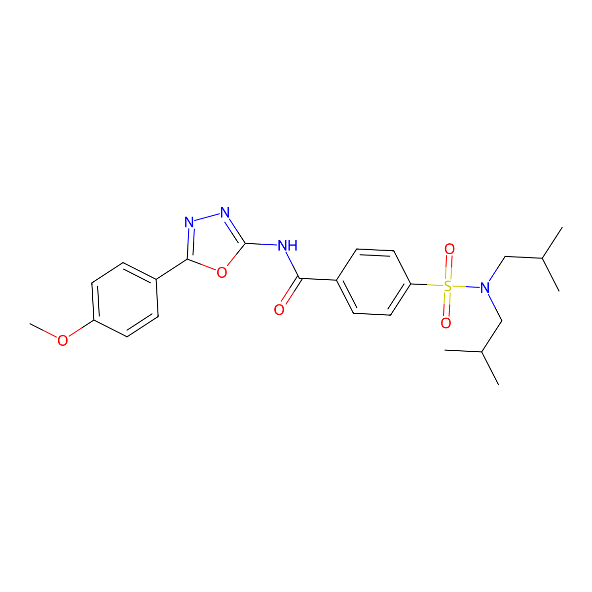 4-[bis(2-methylpropyl)sulfamoyl]-N-[5-(4-methoxyphenyl)-1,3,4-oxadiazol-2-yl]benzamide molecular structure, CAS 442881-30-3