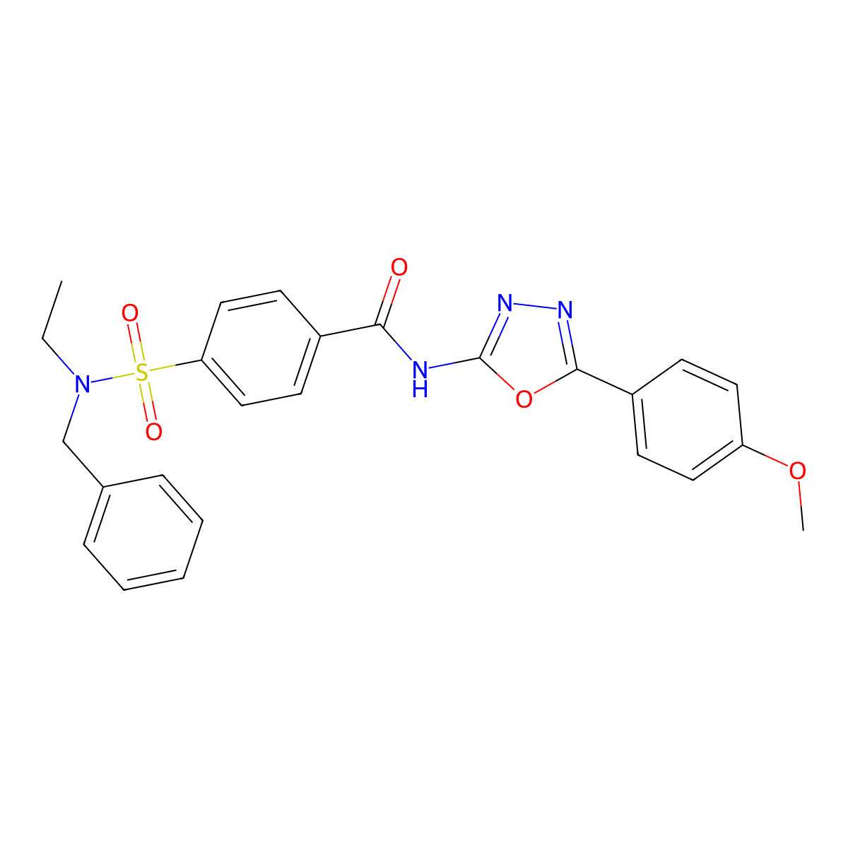 4-[benzyl(ethyl)sulfamoyl]-N-[5-(4-methoxyphenyl)-1,3,4-oxadiazol-2-yl]benzamide molecular structure, CAS 442881-31-4