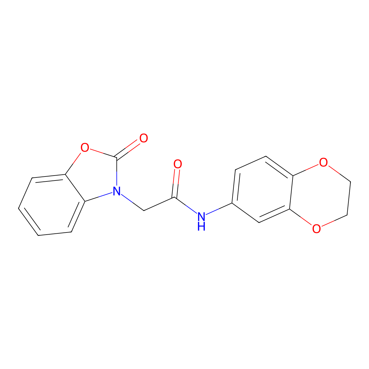 N-(2,3-dihydro-1,4-benzodioxin-6-yl)-2-(2-oxo-1,3-benzoxazol-3(2H)-yl)acetamide molecular structure, CAS 442882-57-7