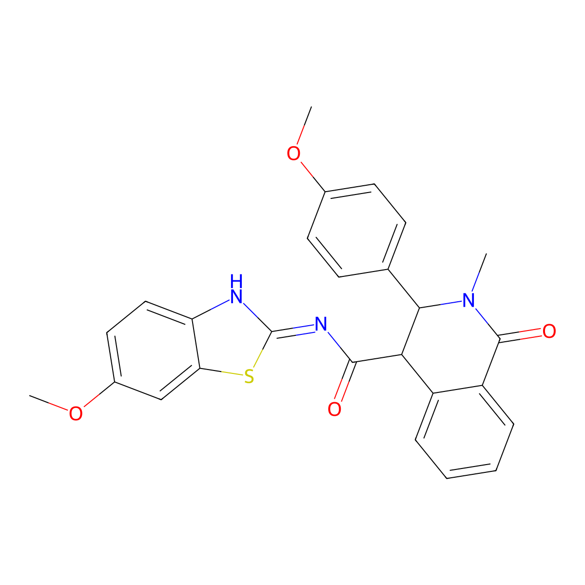 N-(6-methoxy-1,3-benzothiazol-2-yl)-3-(4-methoxyphenyl)-2-methyl-1-oxo-1,2,3,4-tetrahydroisoquinoline-4-carboxamide molecular structure, CAS 442888-90-6