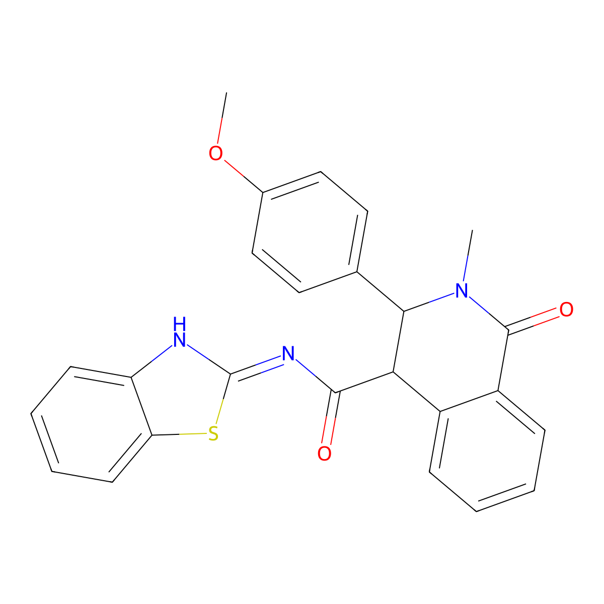 N-[(2Z)-1,3-benzothiazol-2(3H)-ylidene]-3-(4-methoxyphenyl)-2-methyl-1-oxo-1,2,3,4-tetrahydroisoquinoline-4-carboxamide molecular structure, CAS 442888-92-8