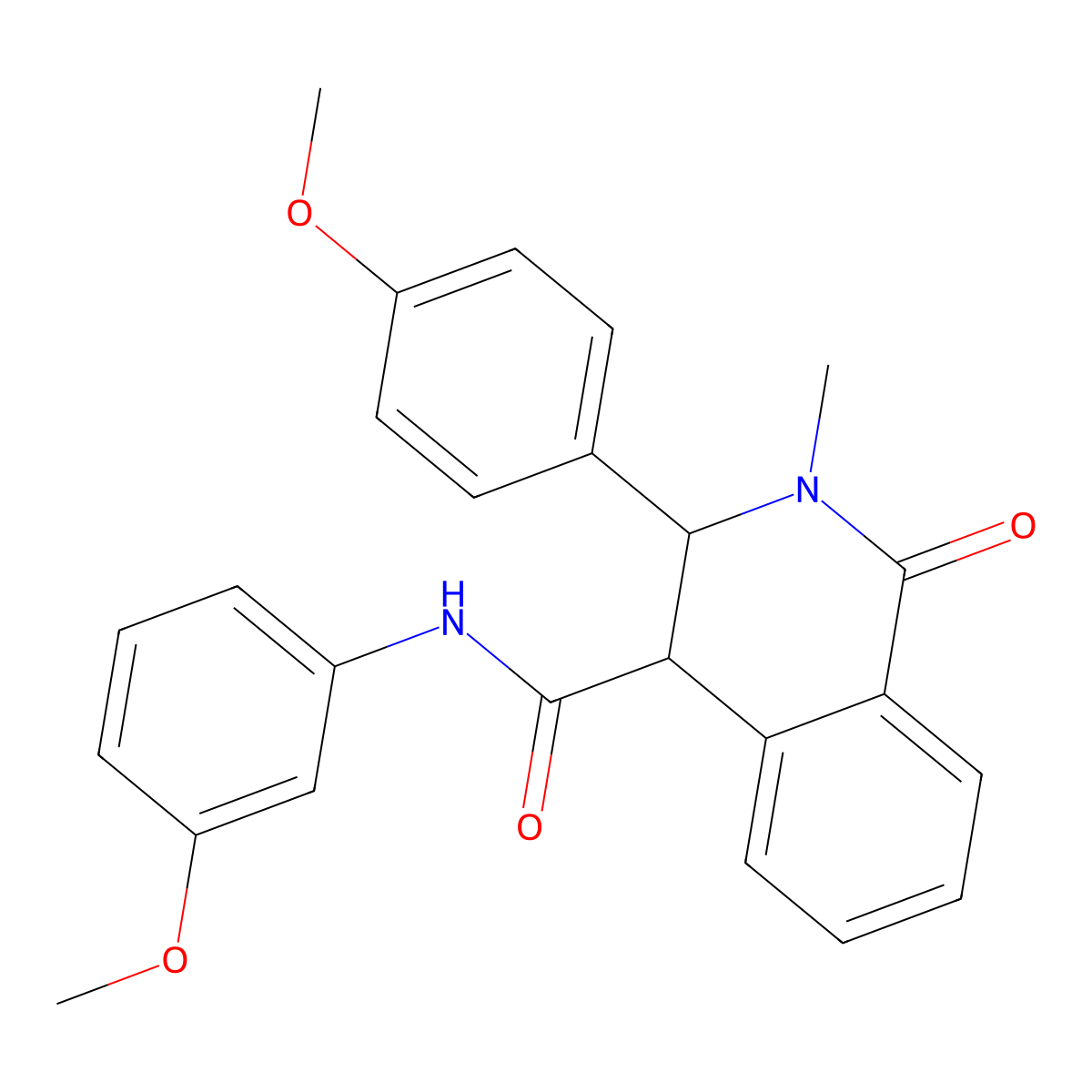 N-(3-methoxyphenyl)-3-(4-methoxyphenyl)-2-methyl-1-oxo-1,2,3,4-tetrahydroisoquinoline-4-carboxamide molecular structure, CAS 442889-30-7
