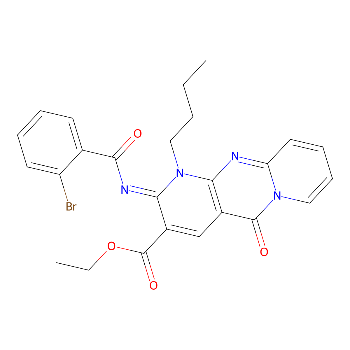 (Z)-ethyl 2-((2-bromobenzoyl)imino)-1-butyl-5-oxo-2,5-dihydro-1H-dipyrido[1,2-a:2',3'-d]pyrimidine-3-carboxylate molecular structure, CAS 442893-91-6