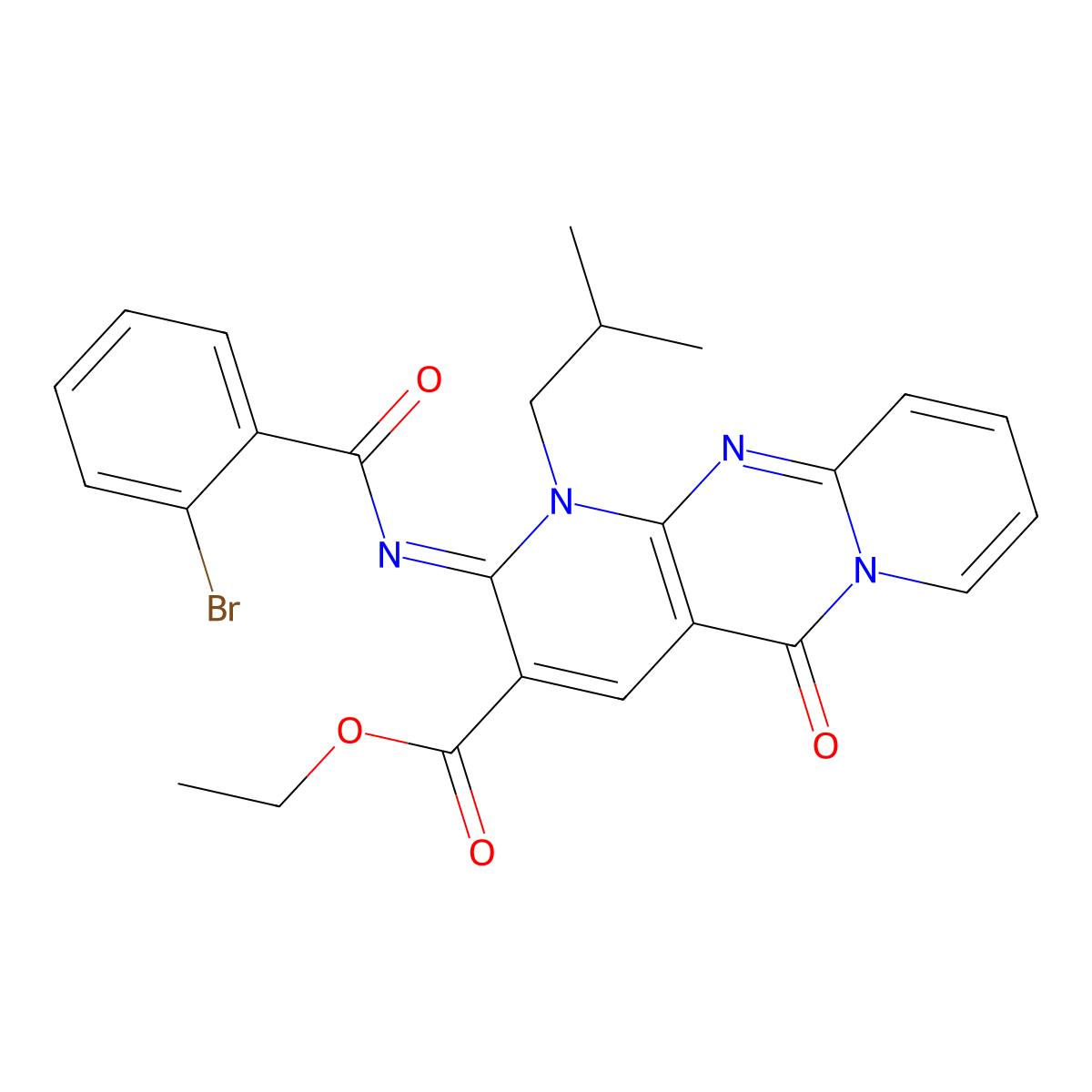 (Z)-ethyl 2-((2-bromobenzoyl)imino)-1-isobutyl-5-oxo-2,5-dihydro-1H-dipyrido[1,2-a:2',3'-d]pyrimidine-3-carboxylate molecular structure, CAS 442894-02-2