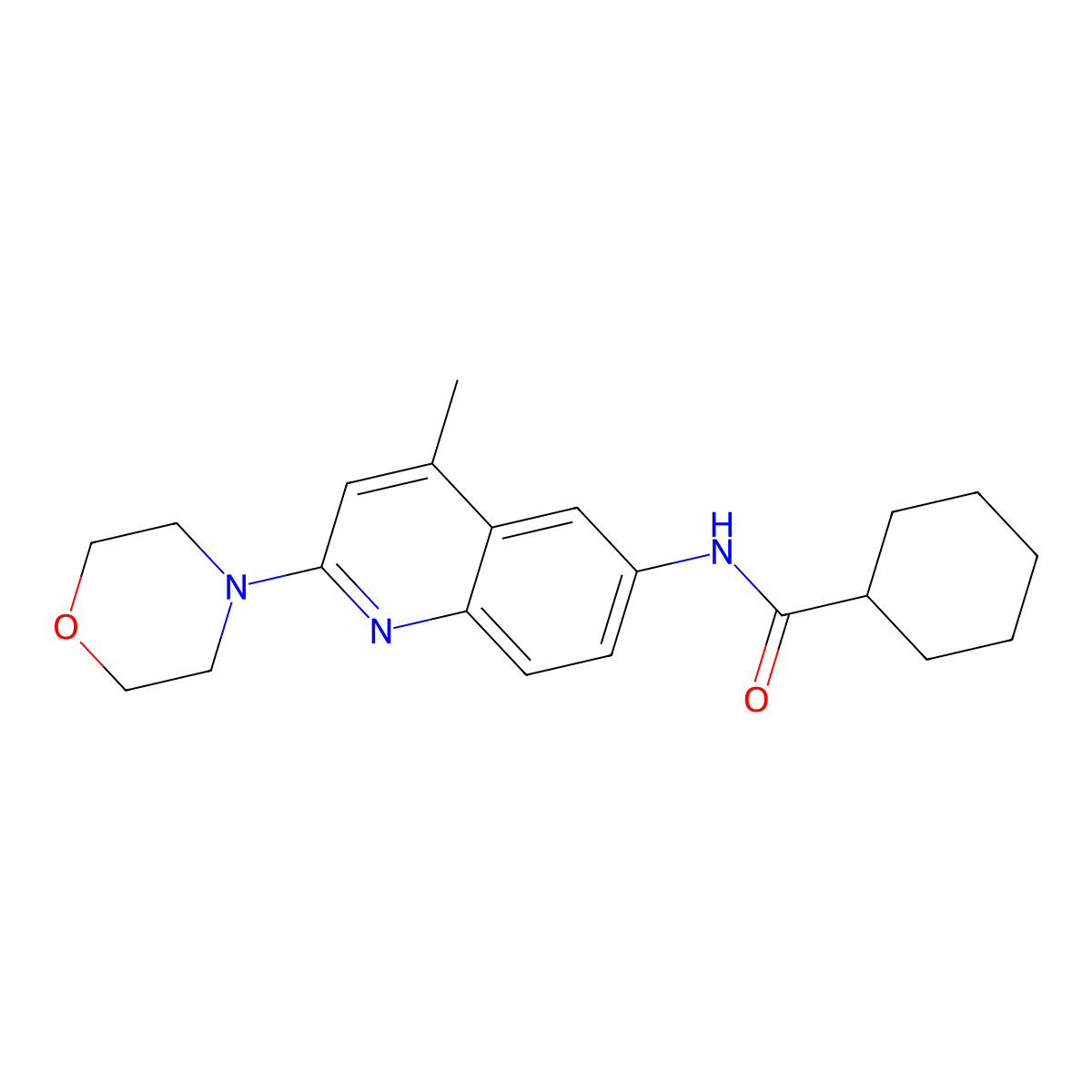 N-[4-methyl-2-(4-morpholinyl)-6-quinolinyl]cyclohexanecarboxamide molecular structure, CAS 442898-34-2
