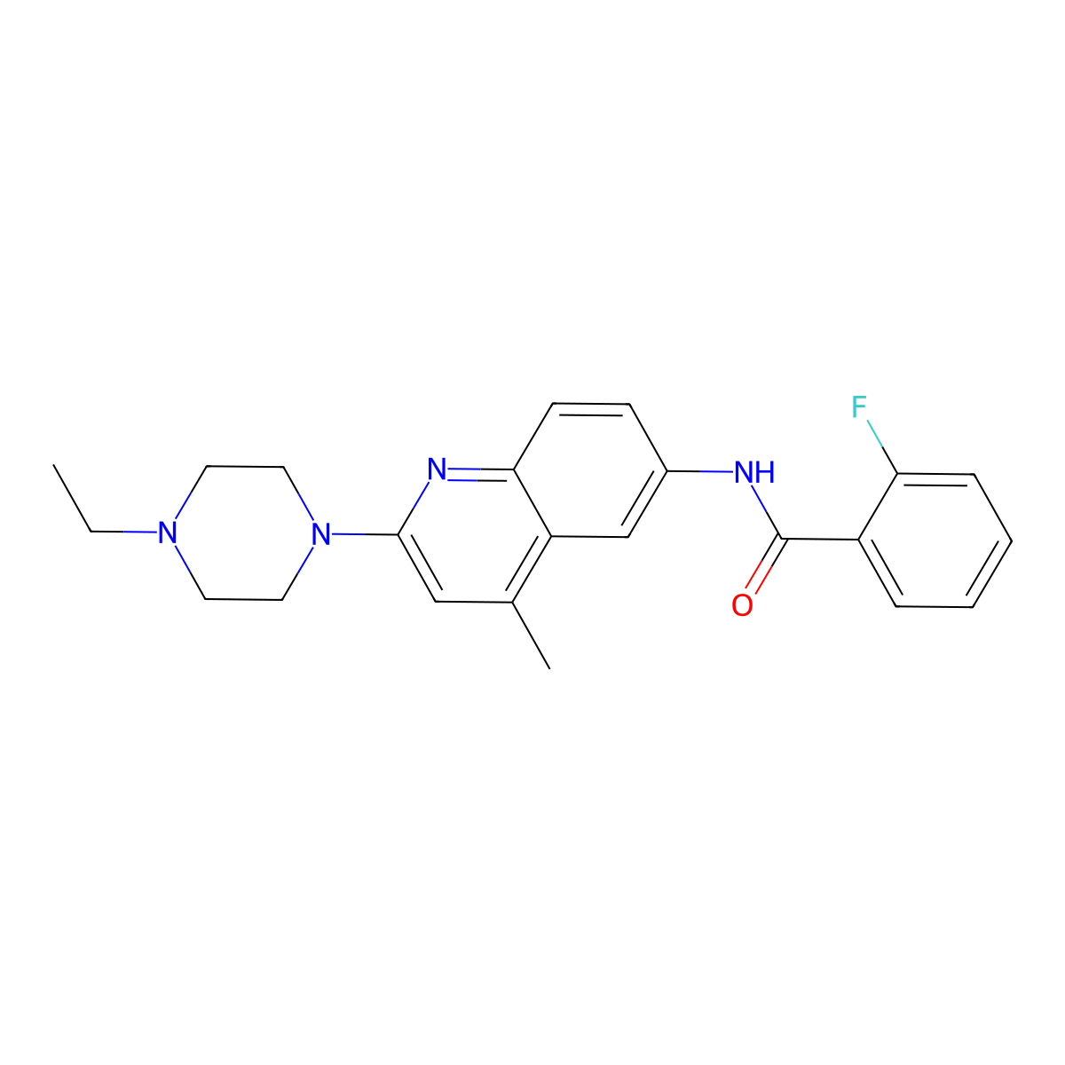 N-(2-(4-Ethylpiperazin-1-yl)-4-methylquinolin-6-yl)-2-fluorobenzamide molecular structure, CAS 442898-49-9