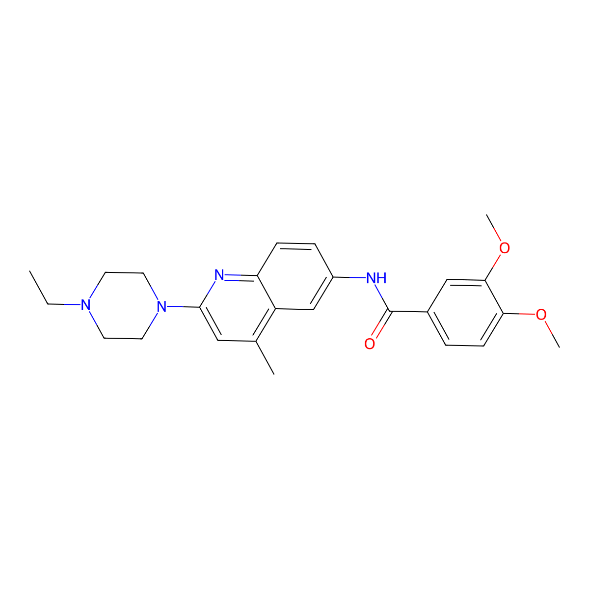 N-(2-(4-Ethylpiperazin-1-yl)-4-methylquinolin-6-yl)-3,4-dimethoxybenzamide molecular structure, CAS 442898-75-1