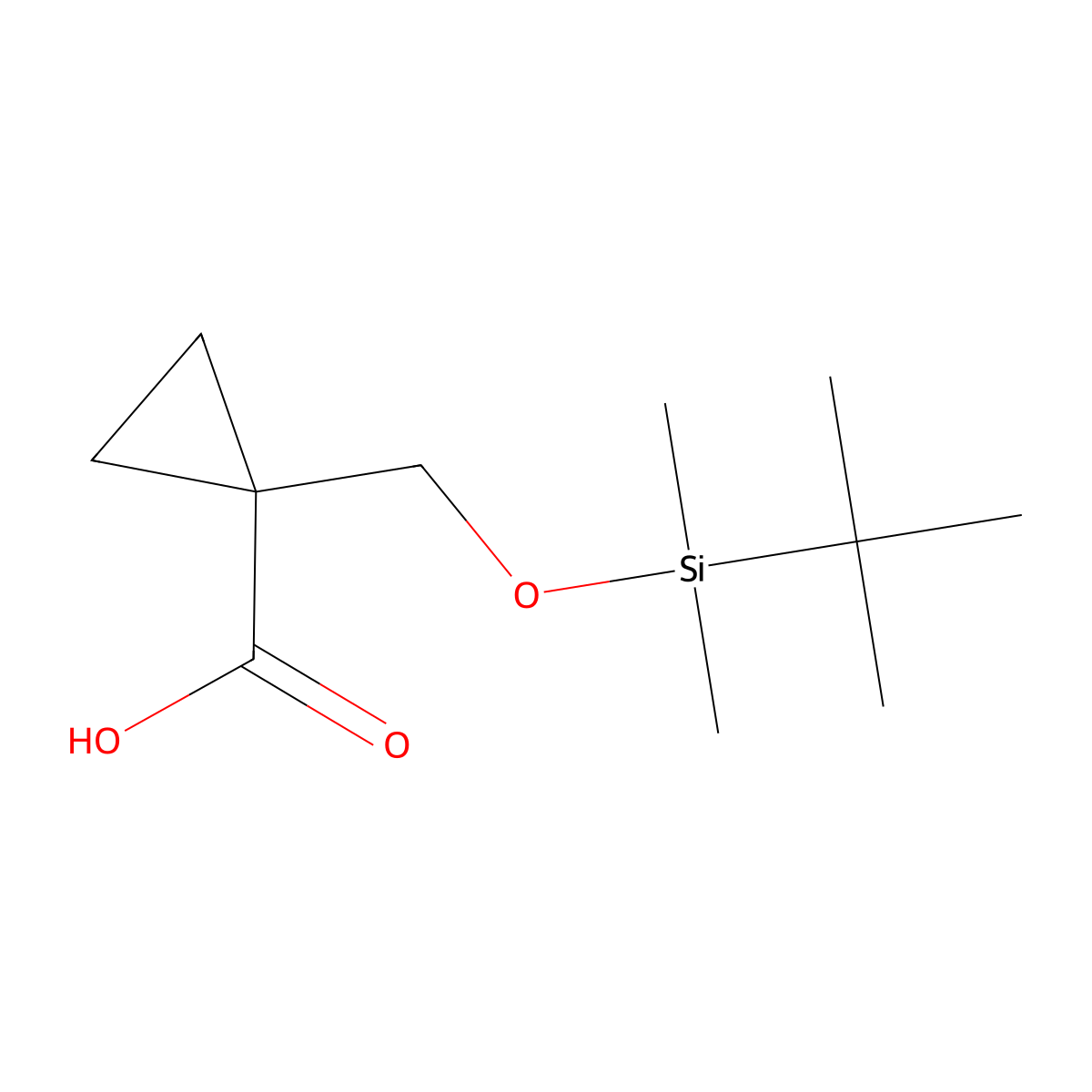 1-(((tert-Butyldimethylsilyl)oxy)methyl)cyclopropanecarboxylic acid molecular structure, CAS 442902-95-6