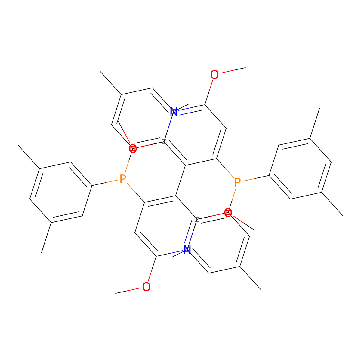 (R)-4,4'-Bis(bis(3,5-dimethylphenyl)phosphino)-2,2',6,6'-tetramethoxy-3,3'-bipyridine , (R)-Xylyl-P-Phos molecular structure, CAS 442905-33-1