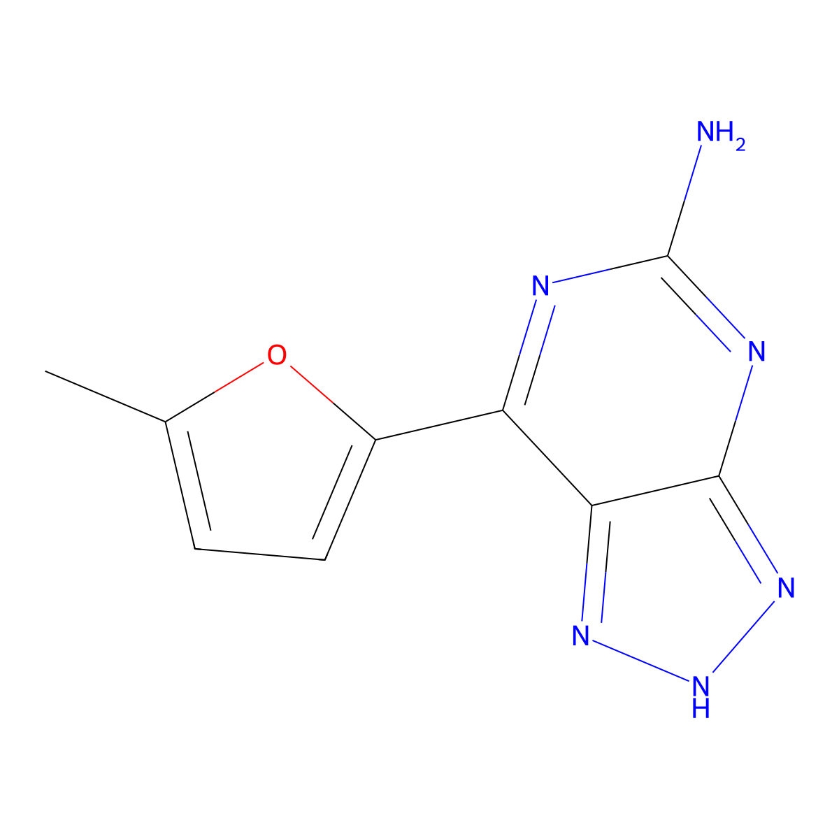 5-Amino-7-(5-methyl-2-furyl)-3H-[1,2,3]triazolo[4,5-d]pyrimidine molecular structure, CAS 442907-10-0