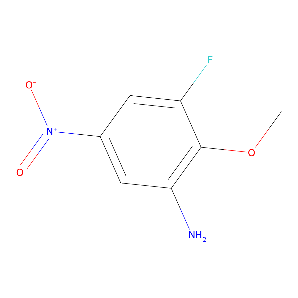 3-Fluoro-2-methoxy-5-nitroaniline molecular structure, CAS 443-43-6