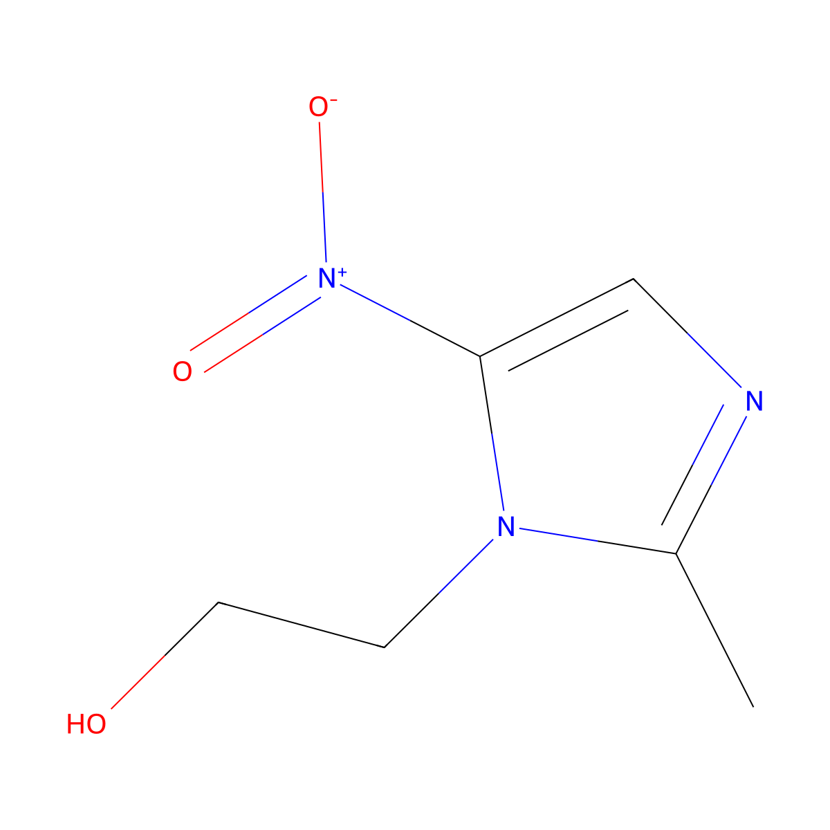 Metronidazole molecular structure, CAS 443-48-1