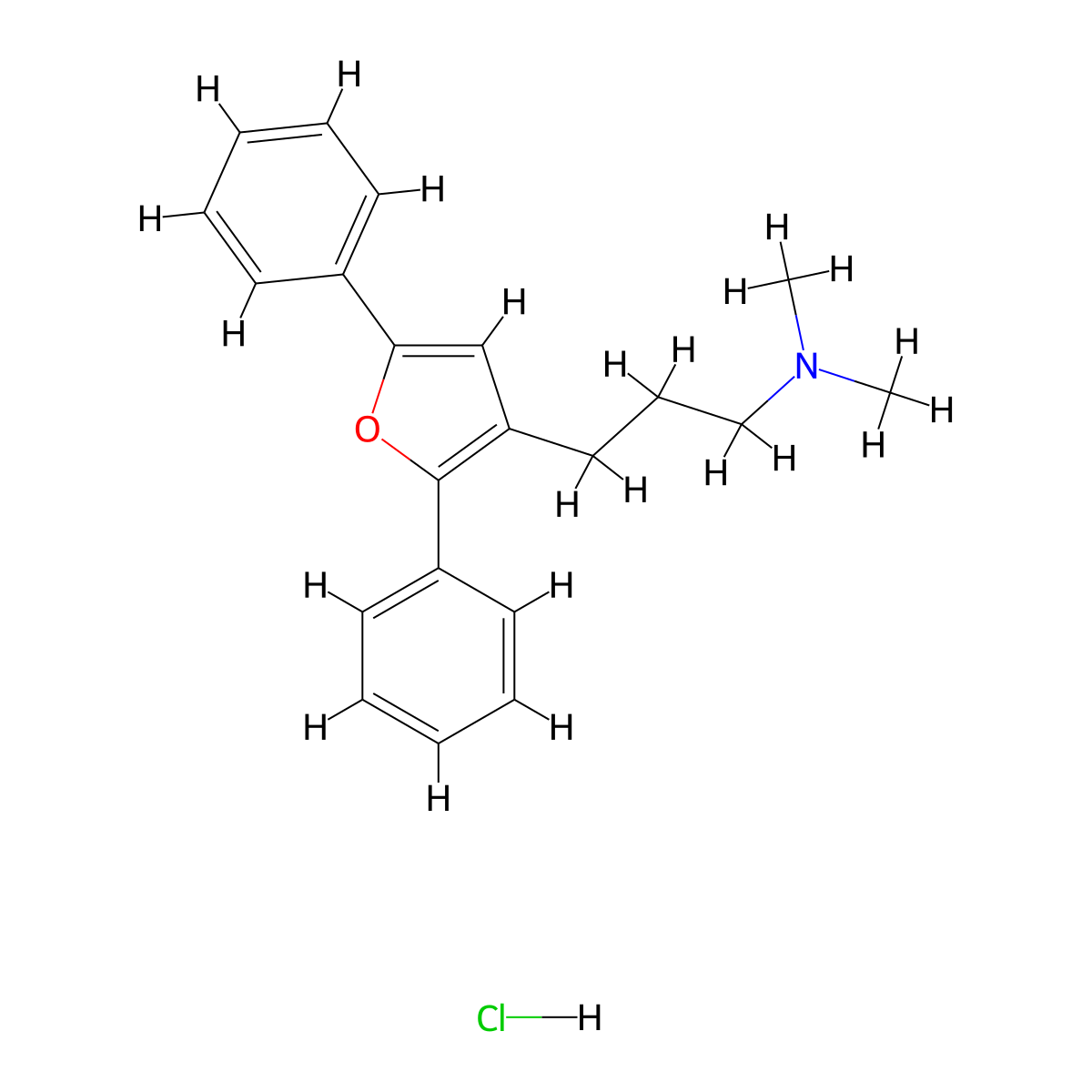 3-Furanpropylamine, N,N-dimethyl-2,5-diphenyl-, hydrochloride molecular structure, CAS 443-55-0