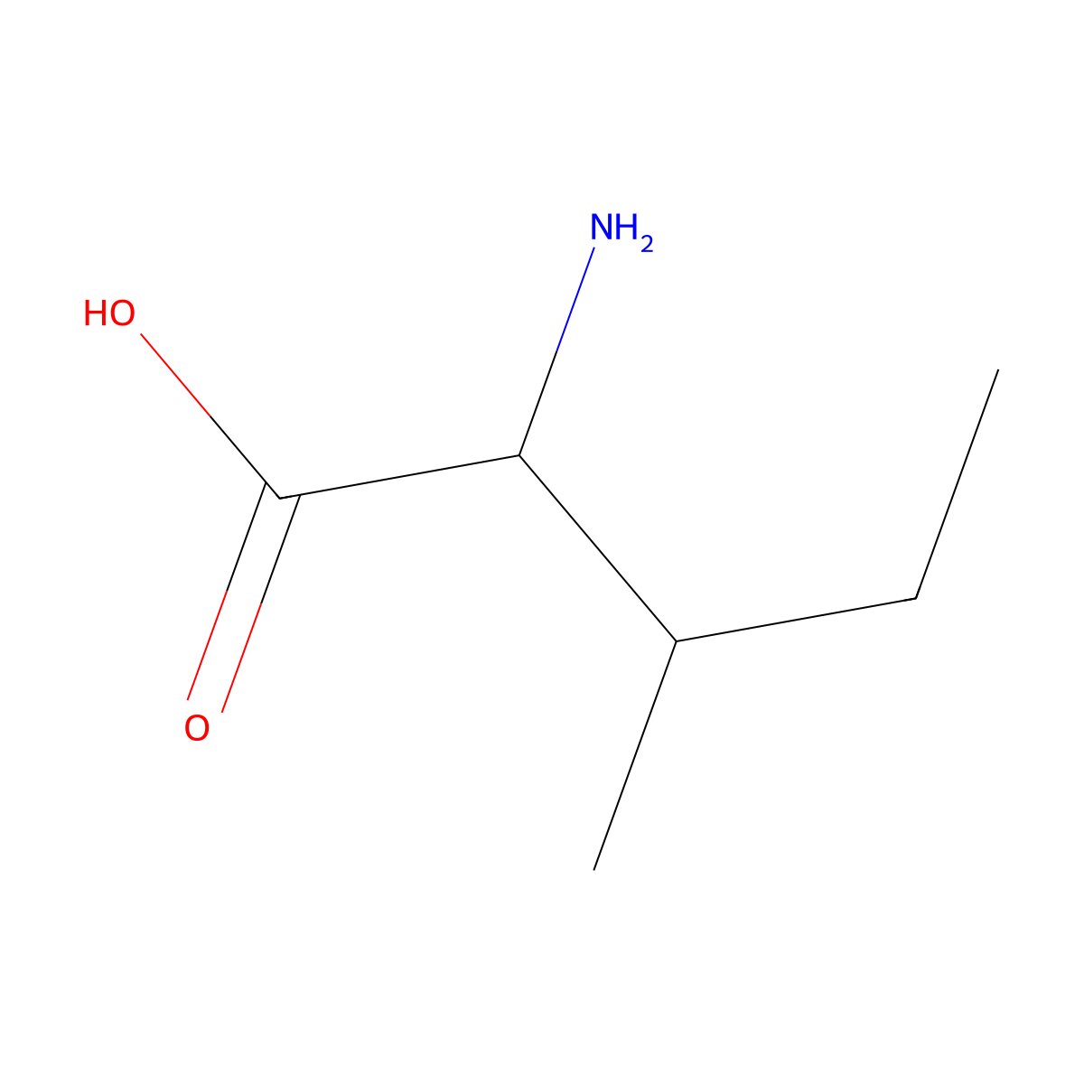 2-Amino-3-methylpentanoic acid molecular structure, CAS 443-79-8