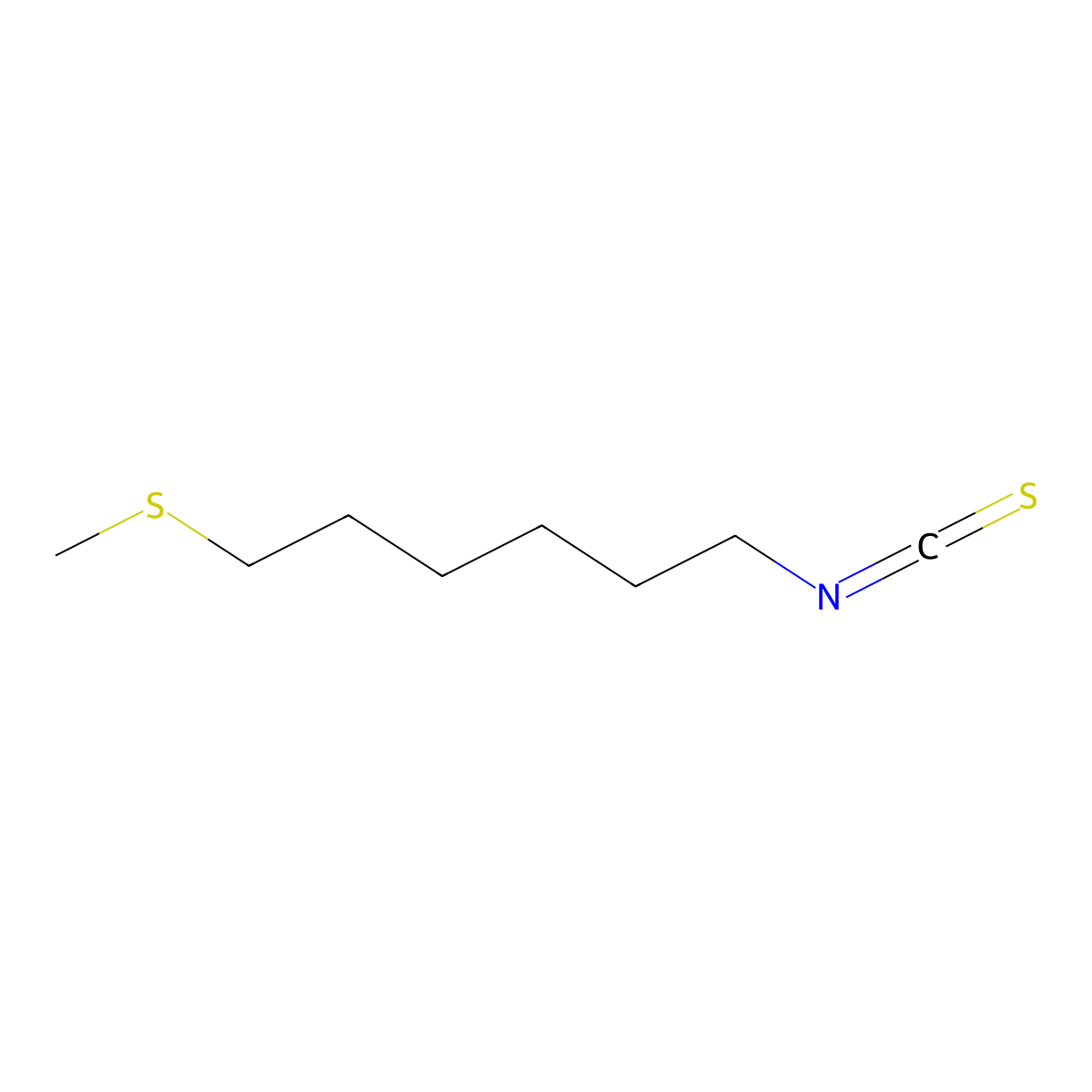 6-Methylthiohexyl isothiocyanate molecular structure, CAS 4430-39-1