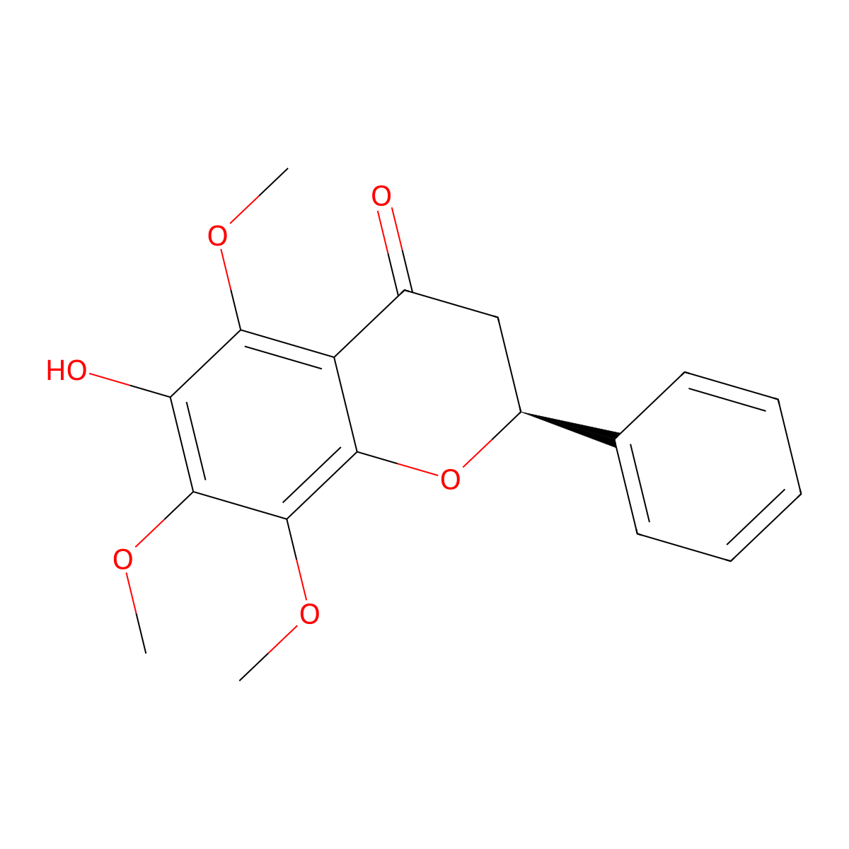 (2S)-6-hydroxy-5,7,8-trimethoxy-2-phenyl-2,3-dihydrochromen-4-one molecular structure, CAS 4431-42-9