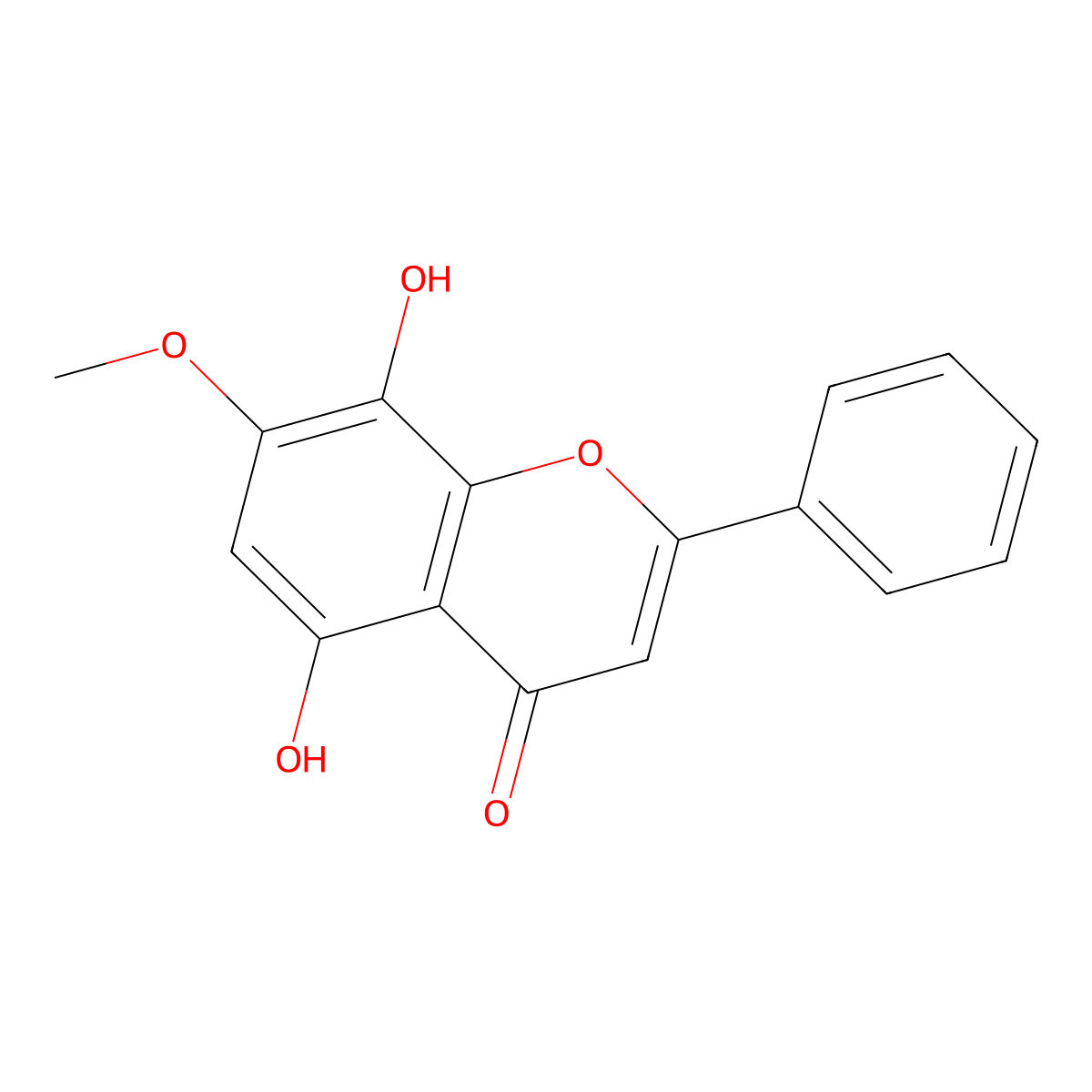 5,8-Dihydroxy-7-methoxy-2-phenyl-4H-1-benzopyran-4-one molecular structure, CAS 4431-47-4