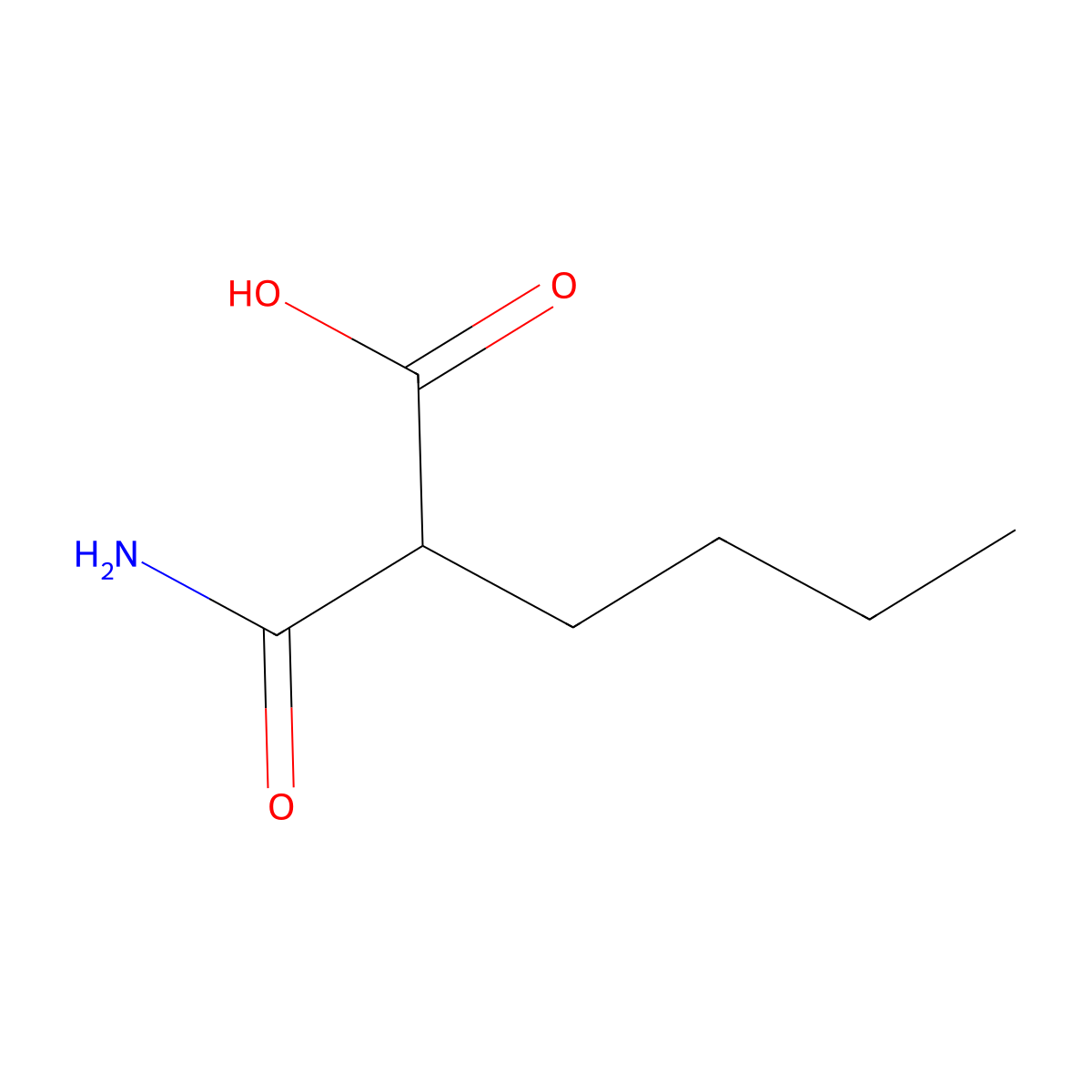 2-Carbamoylhexanoic acid molecular structure, CAS 4431-51-0