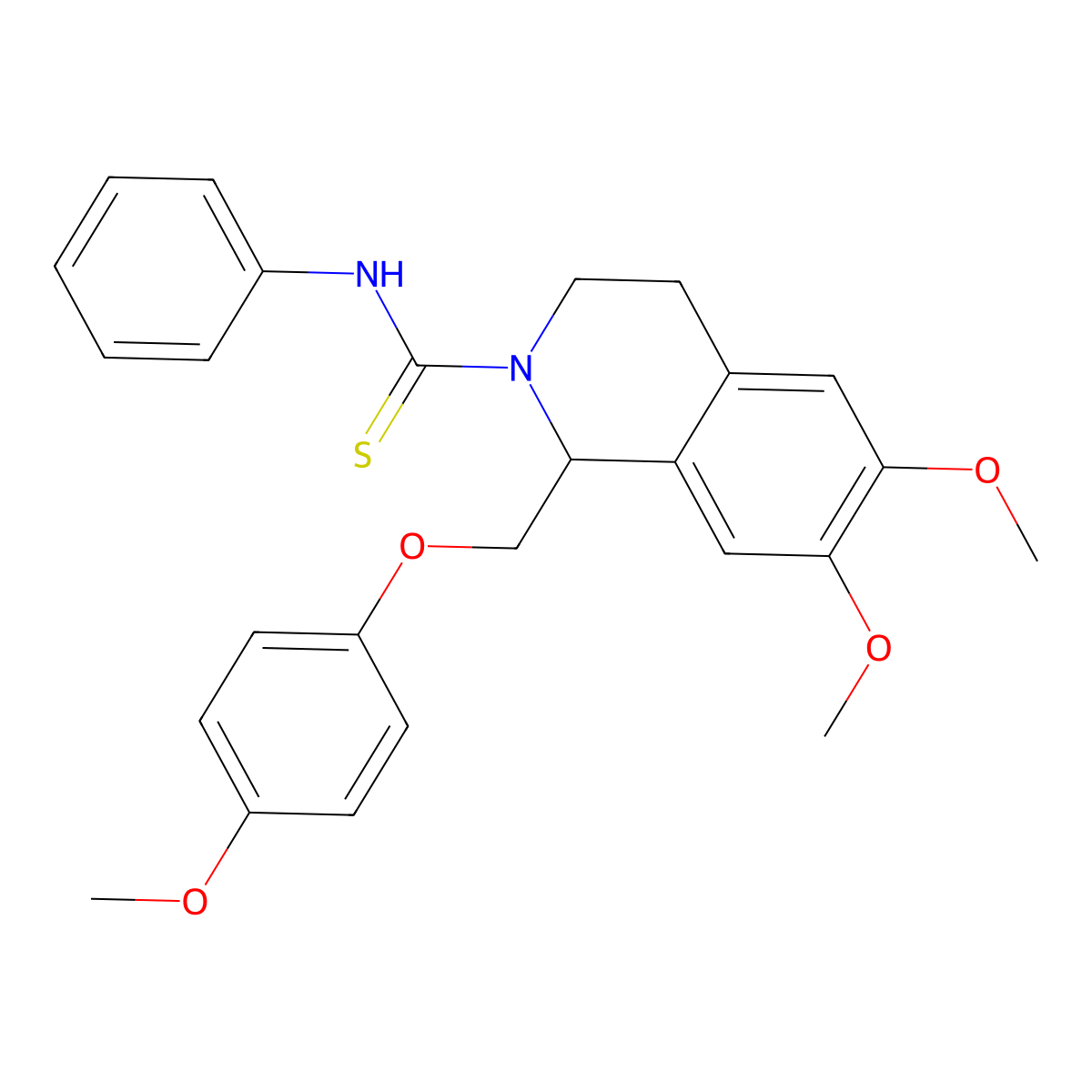 6,7-dimethoxy-1-[(4-methoxyphenoxy)methyl]-N-phenyl-3,4-dihydro-1H-isoquinoline-2-carbothioamide molecular structure, CAS 443101-77-7