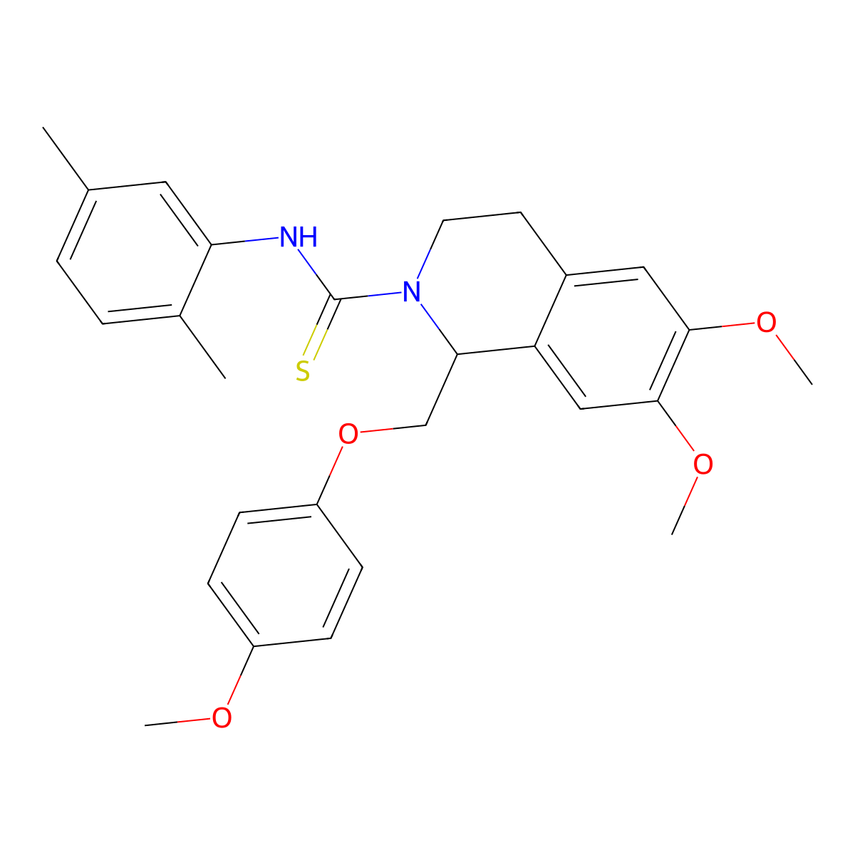 N-(2,5-dimethylphenyl)-6,7-dimethoxy-1-((4-methoxyphenoxy)methyl)-3,4-dihydroisoquinoline-2(1H)-carbothioamide molecular structure, CAS 443101-81-3