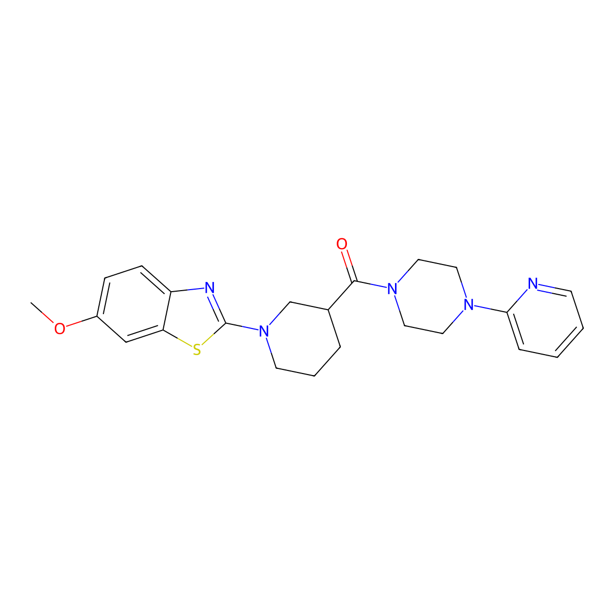 (1-(6-Methoxybenzo[d]thiazol-2-yl)piperidin-3-yl)(4-(pyridin-2-yl)piperazin-1-yl)methanone molecular structure, CAS 443103-49-9