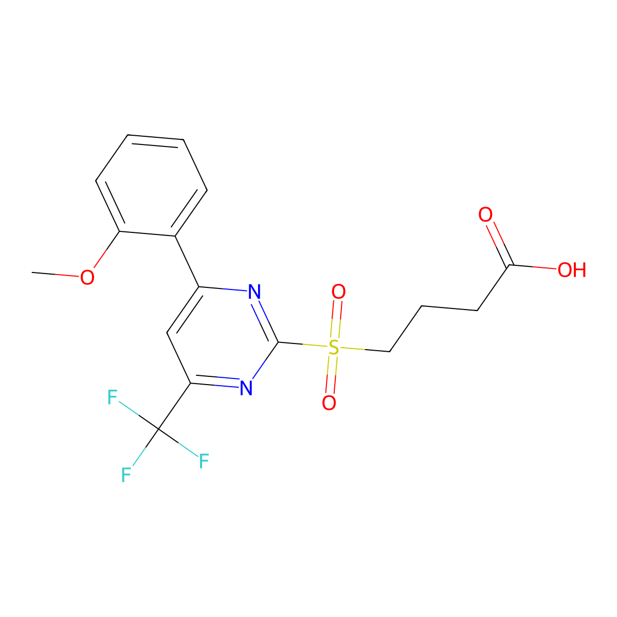 4-((4-(2-Methoxyphenyl)-6-(trifluoromethyl)pyrimidin-2-yl)sulfonyl)butanoic acid molecular structure, CAS 443105-09-7