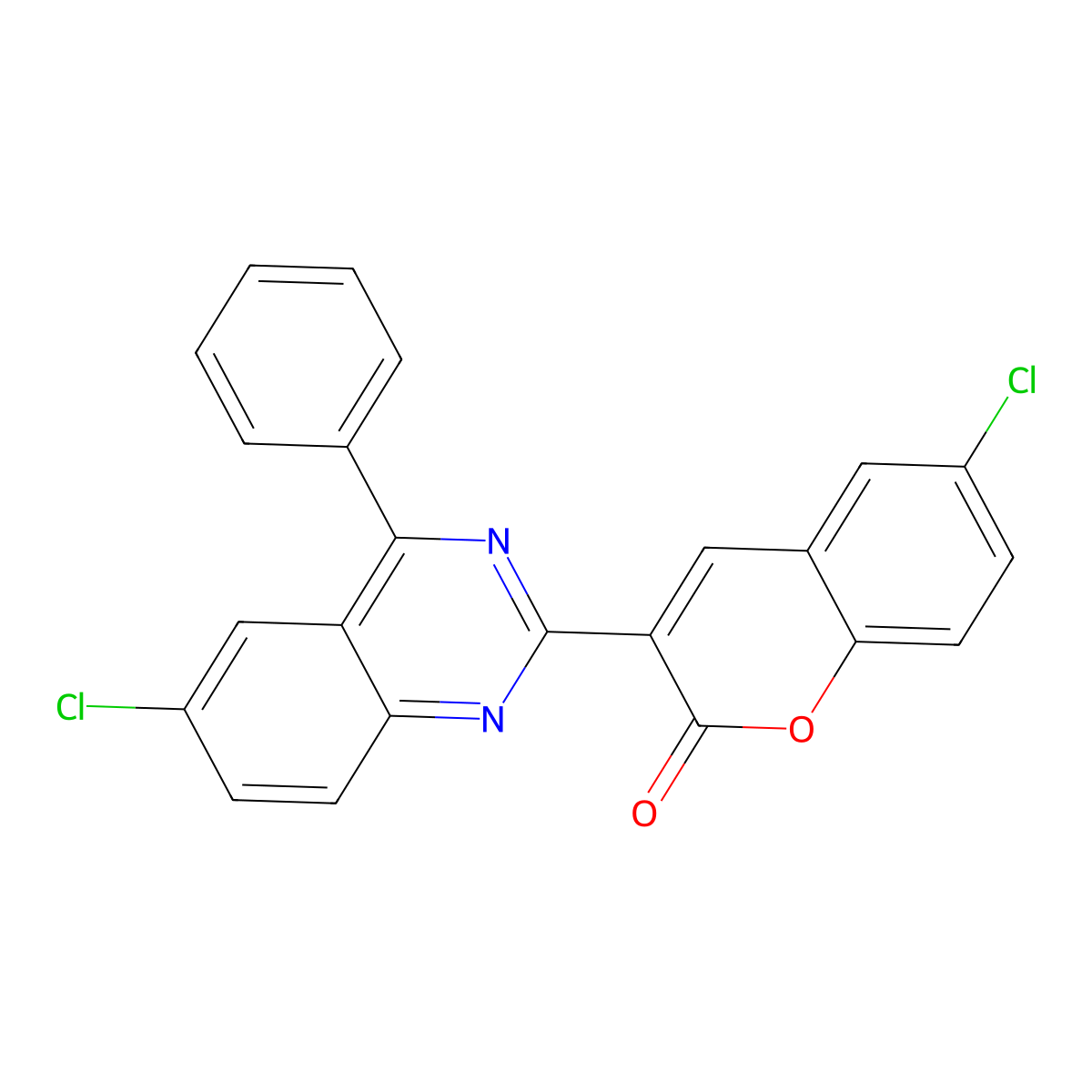 6-chloro-3-(6-chloro-4-phenylquinazolin-2-yl)-2H-chromen-2-one molecular structure, CAS 443106-37-4