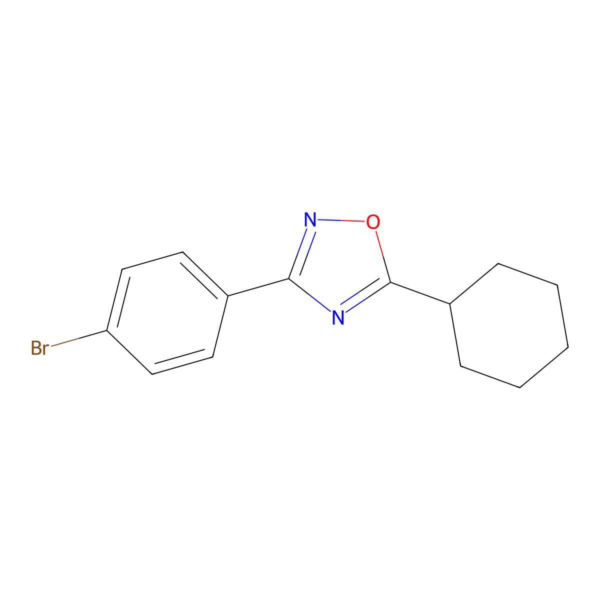 3-(4-Bromophenyl)-5-cyclohexyl-1,2,4-oxadiazole molecular structure, CAS 443106-68-1