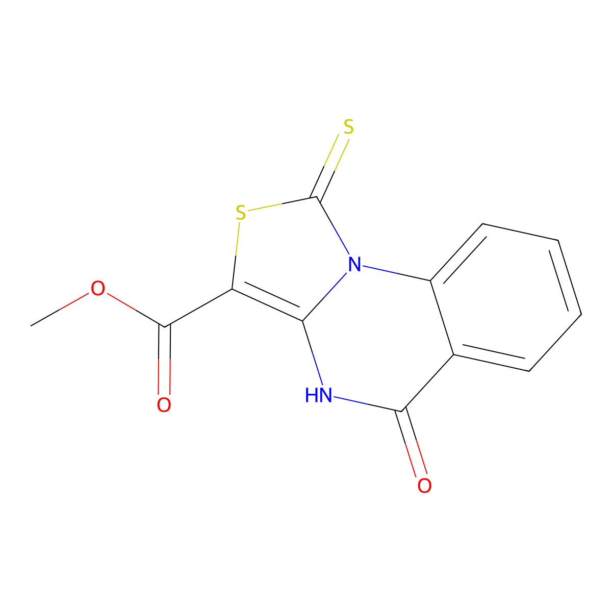 Methyl 5-oxo-1-thioxo-4,5-dihydro[1,3]thiazolo[3,4-a]quinazoline-3-carboxylate molecular structure, CAS 443107-42-4